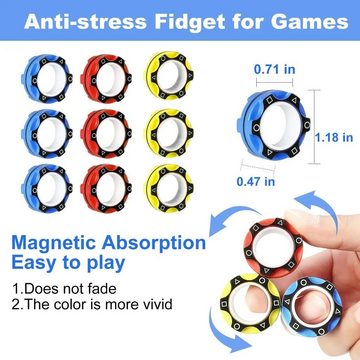 XDeer Lernspielzeug 9Pcs Fidget Magnetring Zappeln Spielzeug, Dekompressionsspielzeug,Neueste Magnete Fingerringe für ADHS-Stressabbau, Geschenkidee für Erwachsene, Teenager, Kinder, hilft, die Stimmung zu lindern, Stress abzubauen und die Aufmerksamkeit zu steigern