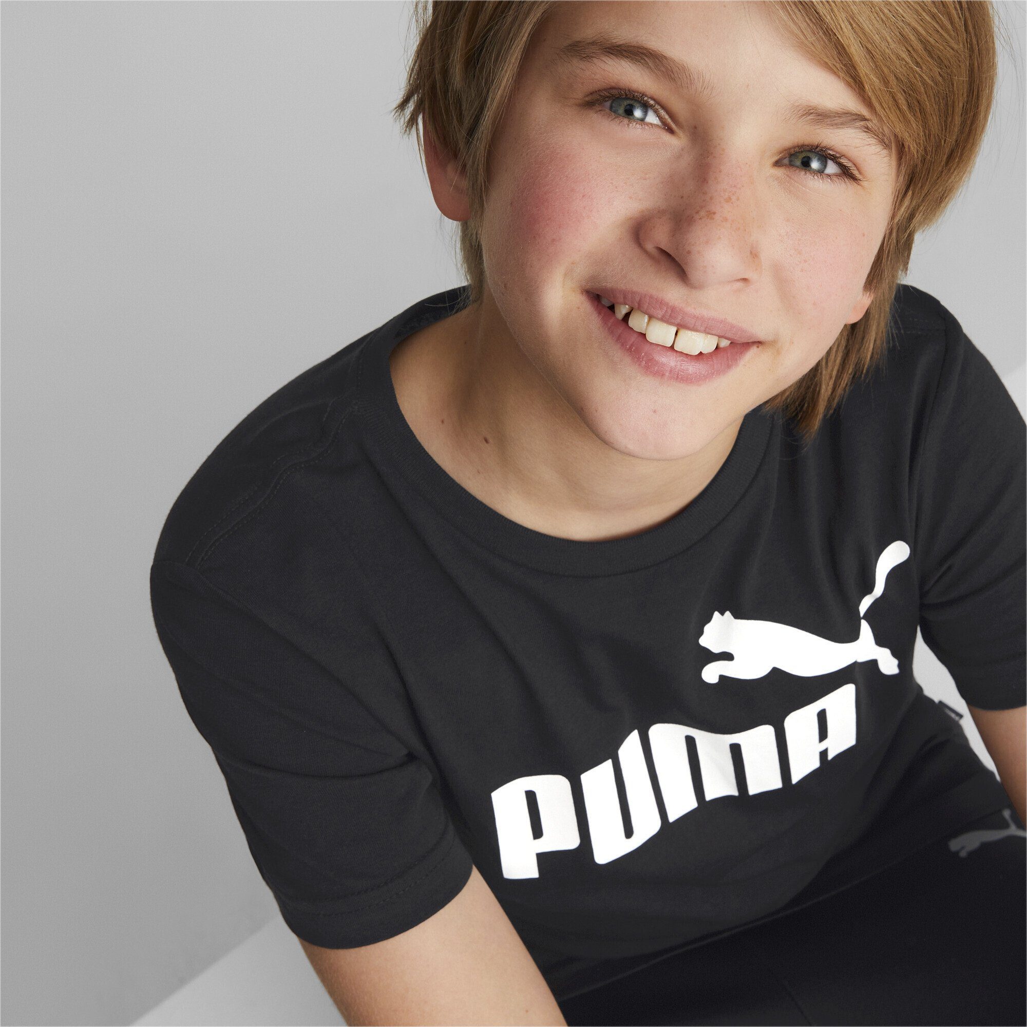 PUMA T-Shirt Essentials T-Shirt Jungen Black Logo mit