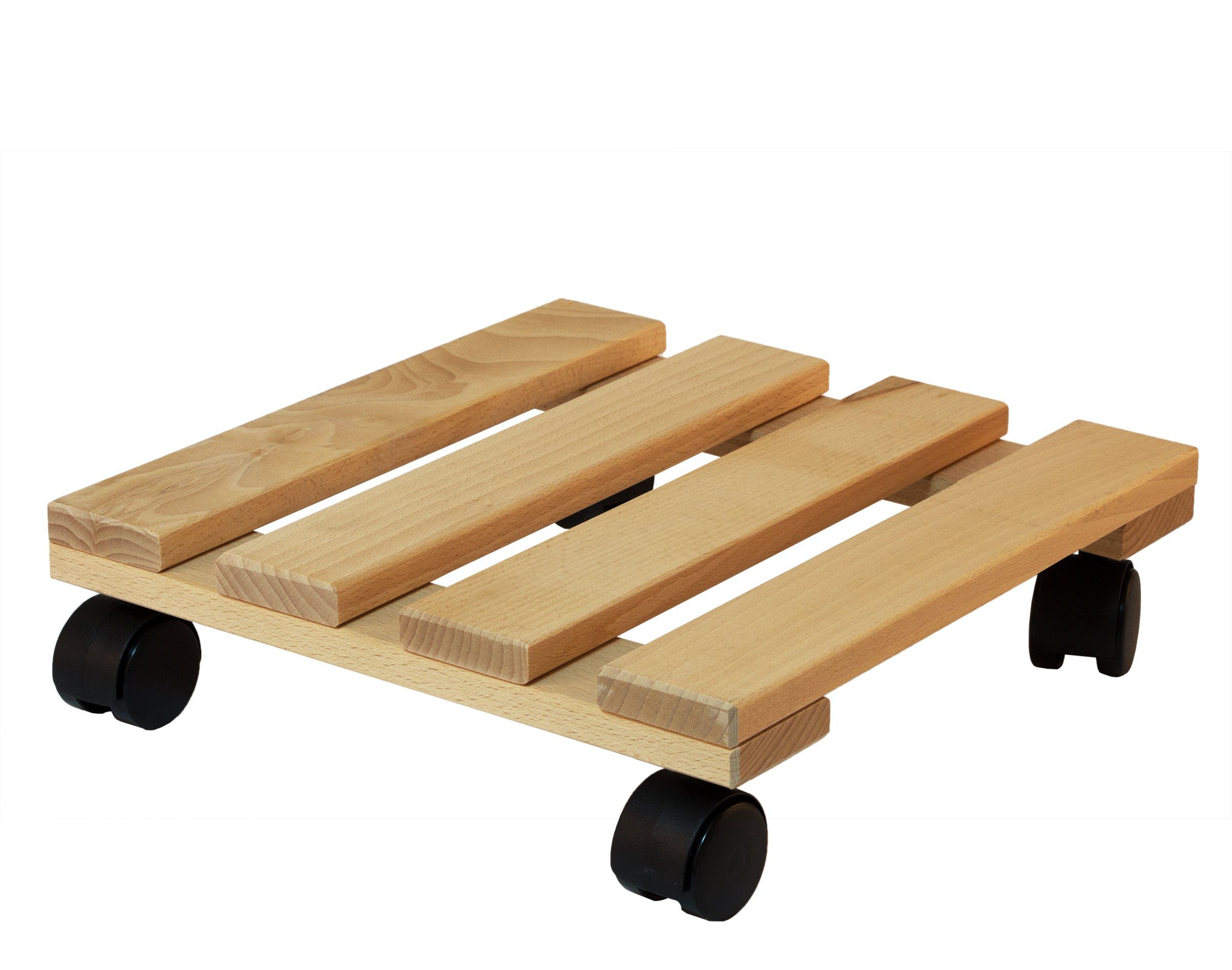 BigDean Blumentopfuntersetzer Pflanzenroller eckig Buchenholz Holz 30cm 120Kg Rolluntersetzer, Zubehör für Blumentöpfe, Möbel, Tonnen, Kübel, Set, 1-tlg., 1 stück 30 x 30 cm, 120kg Tragfähig