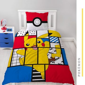 Bettwäsche Pokémon 135x200 + 80x80 cm, 100 % Baumwolle, MTOnlinehandel, Renforcé, 2 teilig, Pikachu für Kinder, Teenager, Jugend