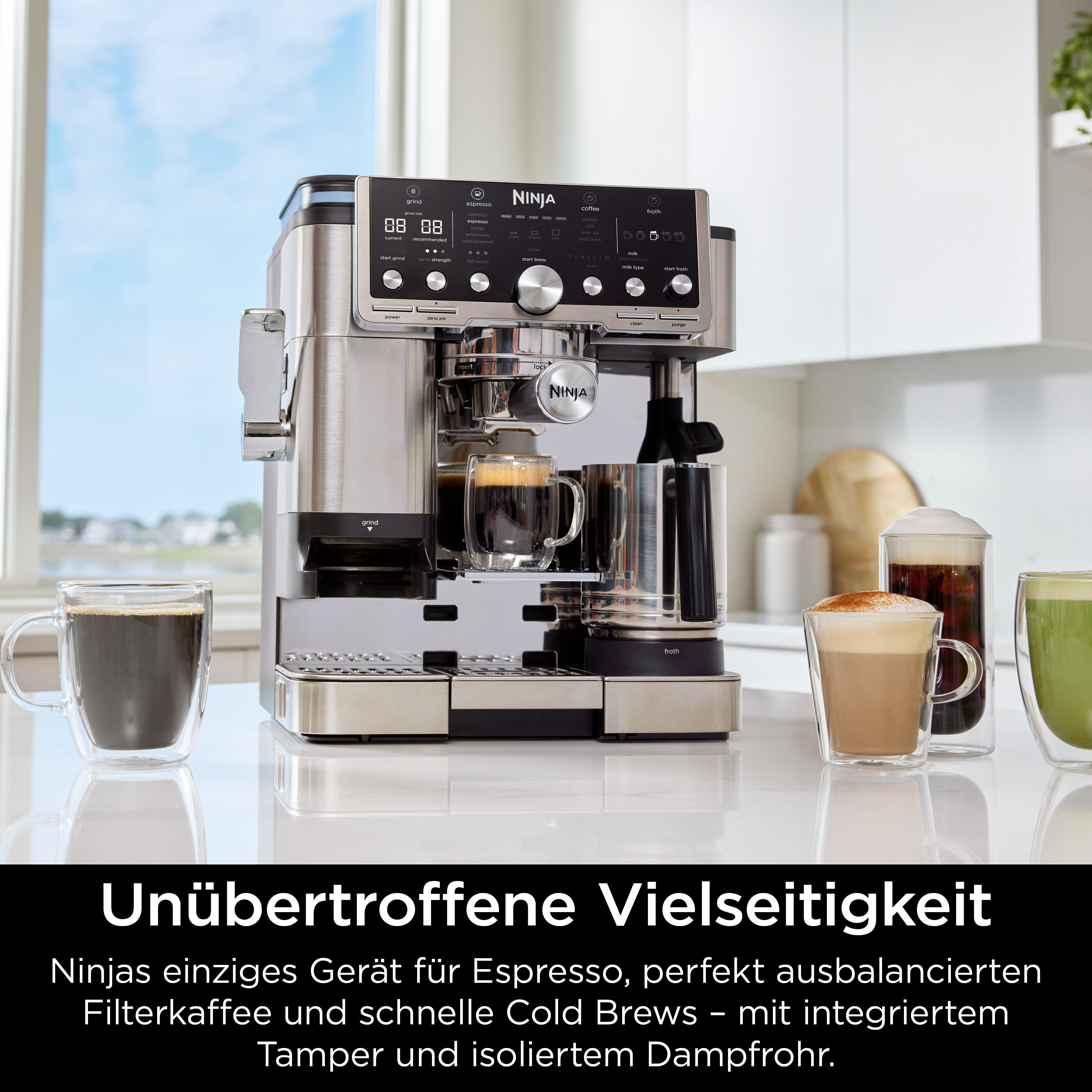 NINJA Espressomaschine ES701EU, 3-in-1-Kaffeemaschine für Espresso, Filterkaffee und Cold Brew