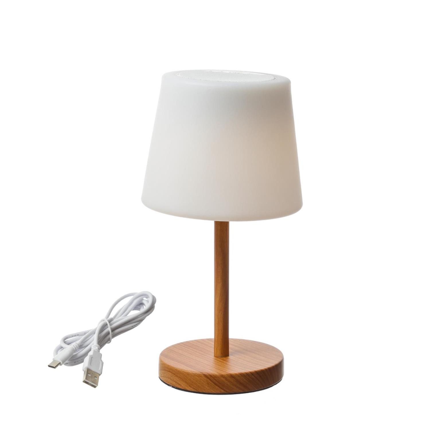 MARELIDA LED Außen-Tischleuchte LED Tischlampe mit Lautsprecher Terrassenleuchte Bluetooth aufladbar, LED Classic, warmweiß (2100K bis 3000K)