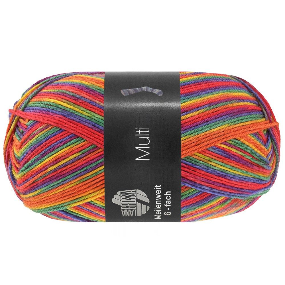 LANA GROSSA MEILENWEIT 150 g MULTI Häkelwolle, 390 m (strapazierfähige und warme 6-fach Sockenwolle 390 m), 150 g