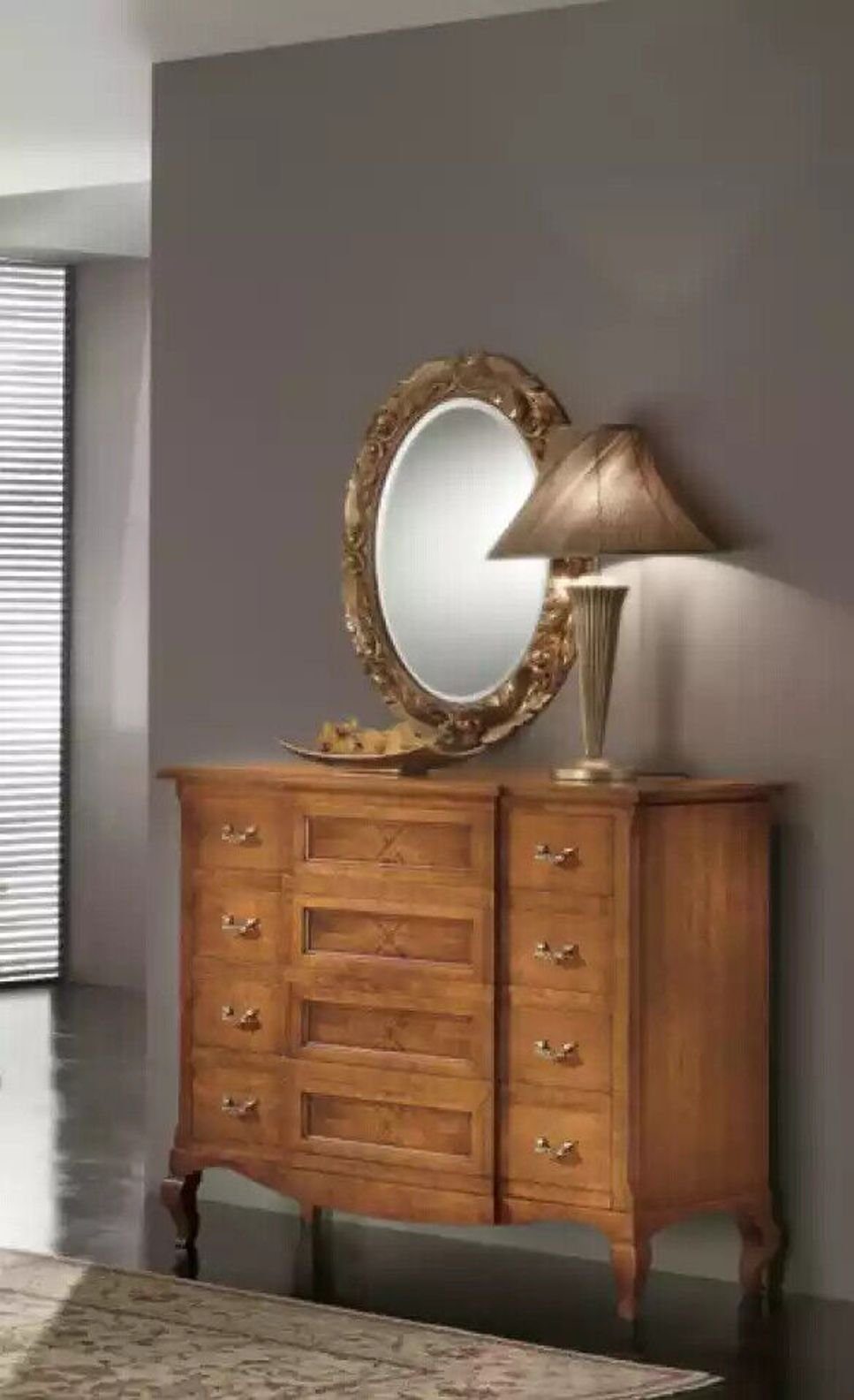 JVmoebel Kommode Schlafzimmer Kommode mit Spiegel Luxus Modern Möbel Set Holz Neu (2 St., Kommode + Spiegel), Made in Italy
