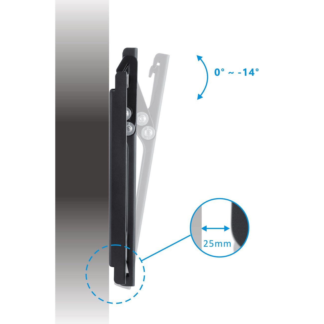 TV-Wandhalterung deleyCON (58-107cm) 35Kg VESA Wandhalterung deleyCON TV Neigbar 23"-42" Zoll