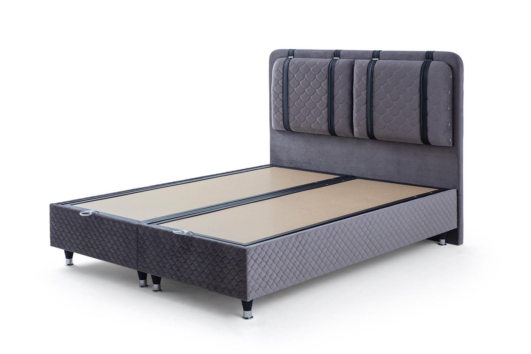 JVmoebel Bett Graues Luxuriöses Bett Schlafzimmer Polster Doppelbett (1-tlg., Bett), Made in Europa