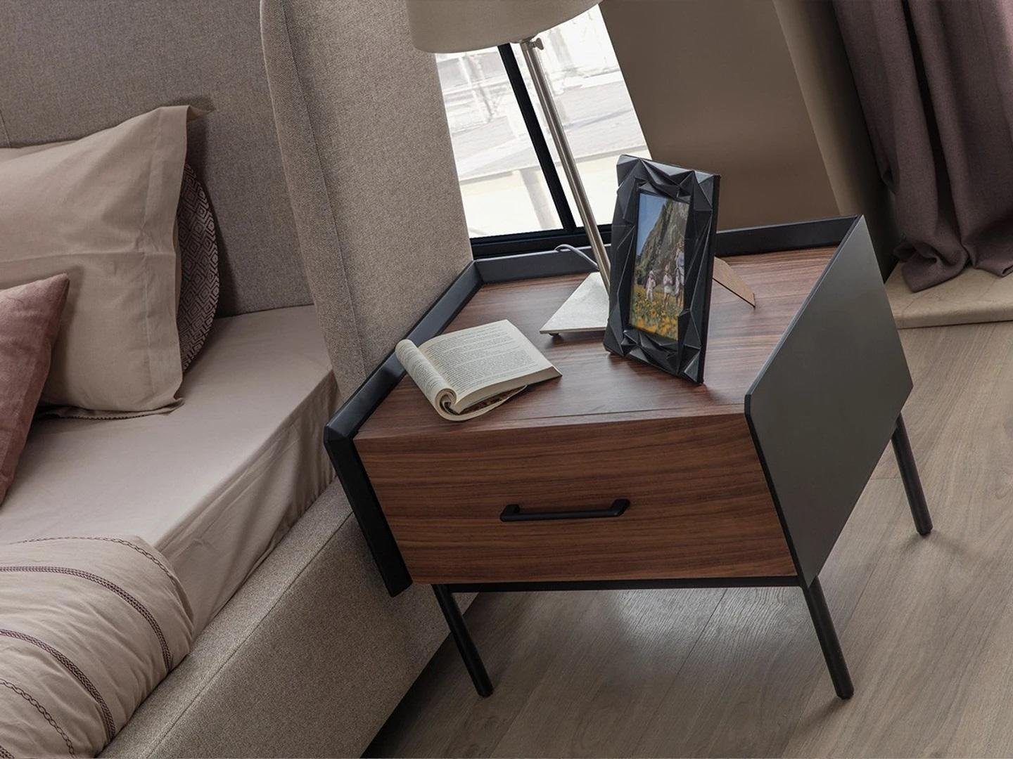 JVmoebel Schlafzimmer-Set Modern Komplett Möbel, Schlafzimmer + Bett Bett (2-St., Nachttisch), Europa Luxus Set in Nachttisch 2tlg Holz Made