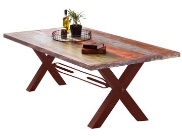 dynamic24 Esstisch, Tisch 200x100 cm Altholz bunt lackiert Altholz mehrfarbig