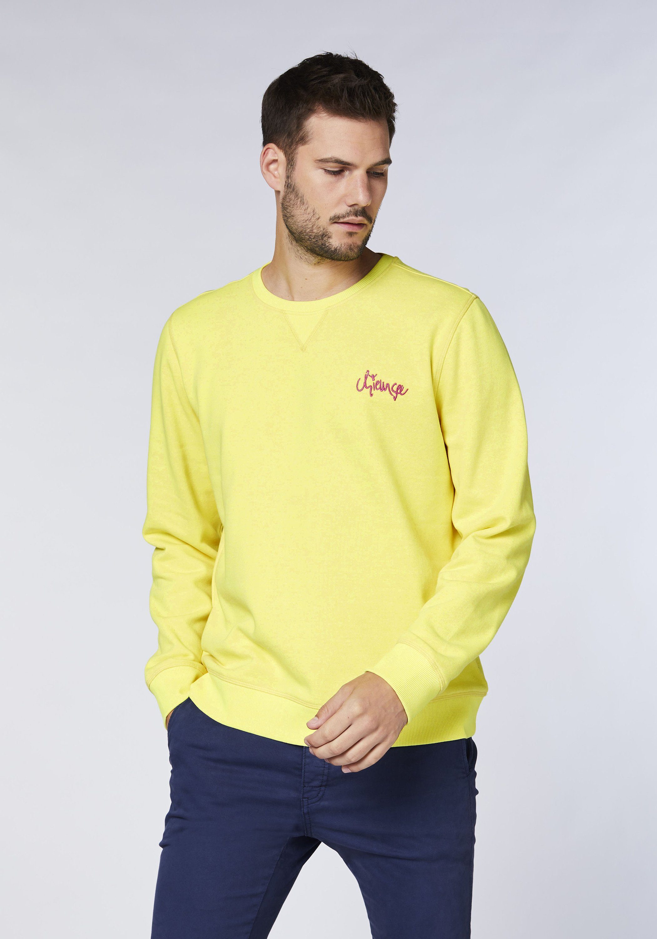 Sweatshirt mit 1 Sweatshirt gelb aus Chiemsee Logo-Print Baumwollmix