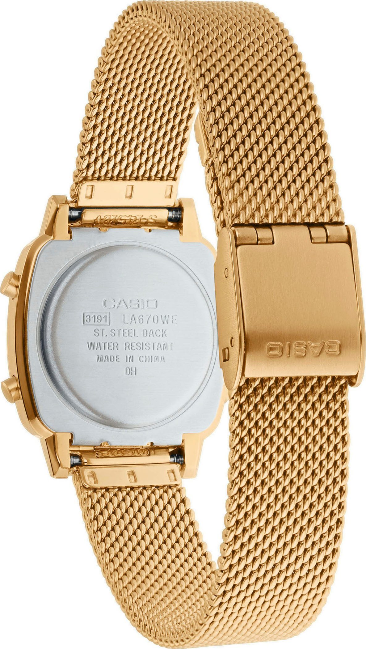 CASIO VINTAGE Chronograph LA670WEMY-9EF, Quarzuhr, Armbanduhr, Damenuhr, Digitaluhr, Datum, Edelstahlarmband