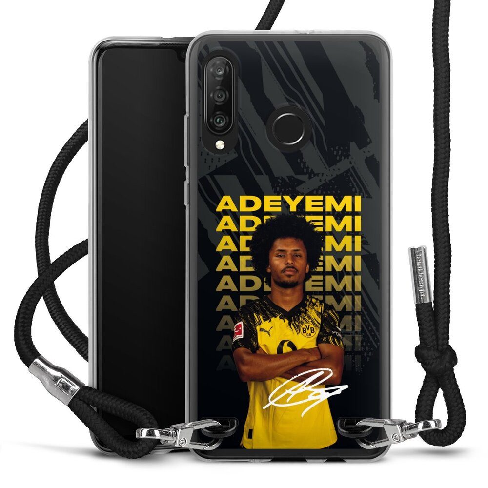 DeinDesign Handyhülle Borussia Dortmund Karim Adeyemi BVB Karim Adeyemi 25/26, Huawei P30 Lite New Edition Handykette Hülle mit Band Cover mit Kette