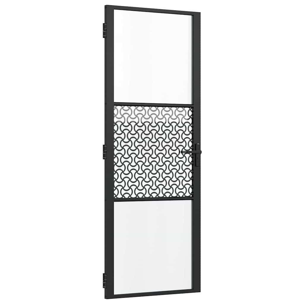 vidaXL Haustür Glastür Schwarz 76 x 3.5 x 201.5 cm Aluminium (1-St)