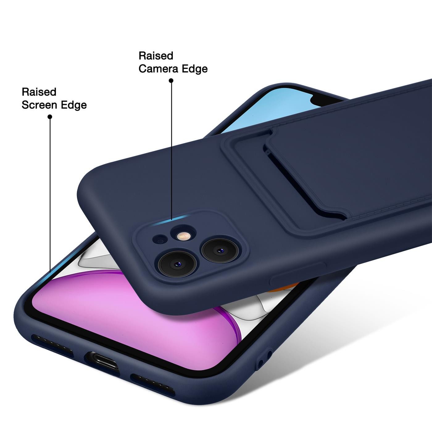 CoolGadget Handyhülle Schutzhülle mit Kartenfach für Apple iPhone 11 6,1 Zoll, Silikon Case Slim TPU Cover Tasche mit Aufbewahrung EC Karte Ausweis – Bild 5 von 5