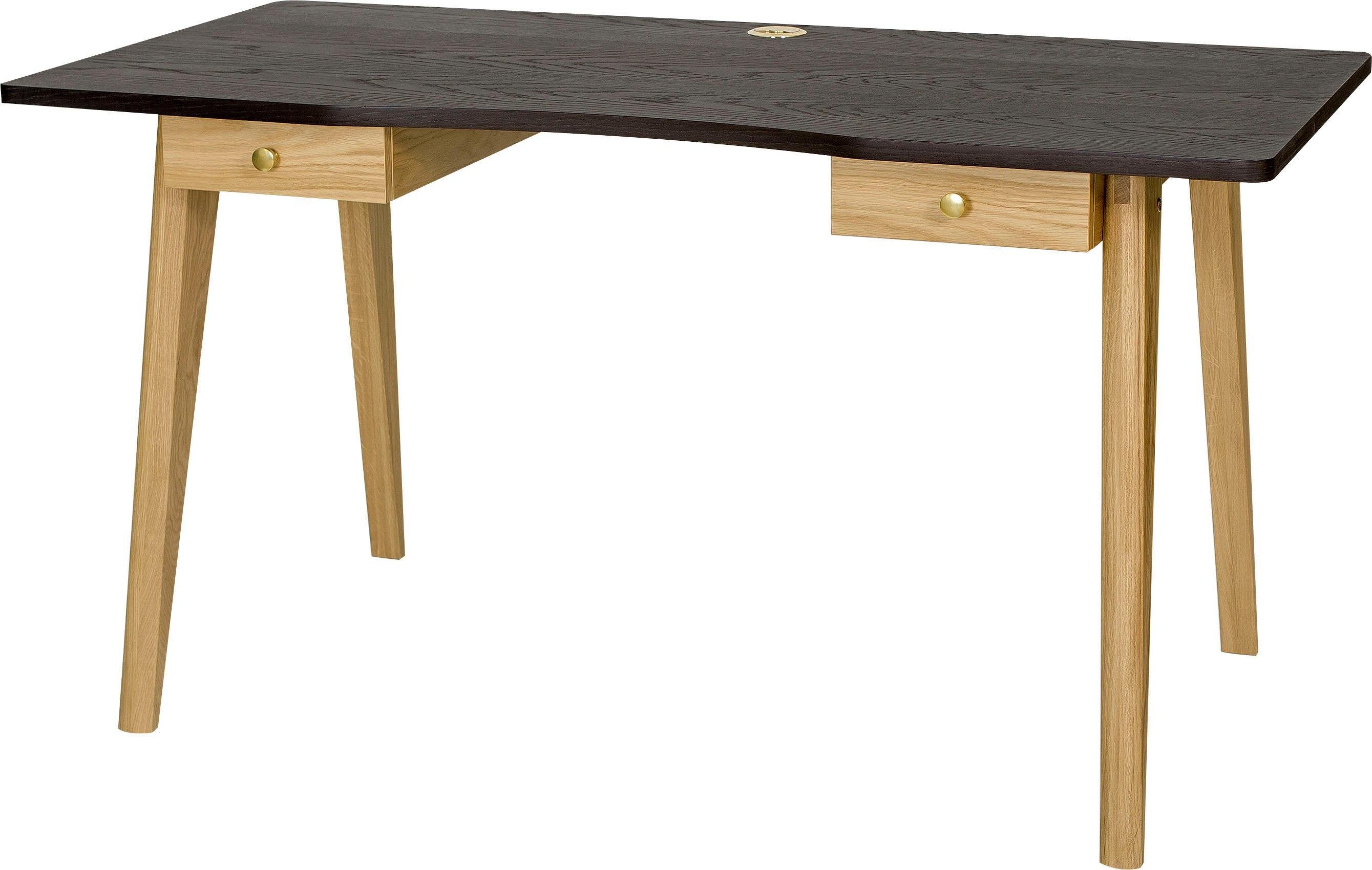 Woodman Schreibtisch Nice (B/T/H: 140/70/75 cm), im skandinavian Design, Tischbeine aus massiver Eiche, FSC®