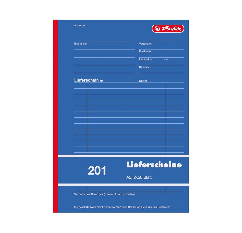Thumbnail - Herlitz Geschäftspapier 5x Herlitz Lieferscheinbuch 201 / A5 / 2x 50 Blatt