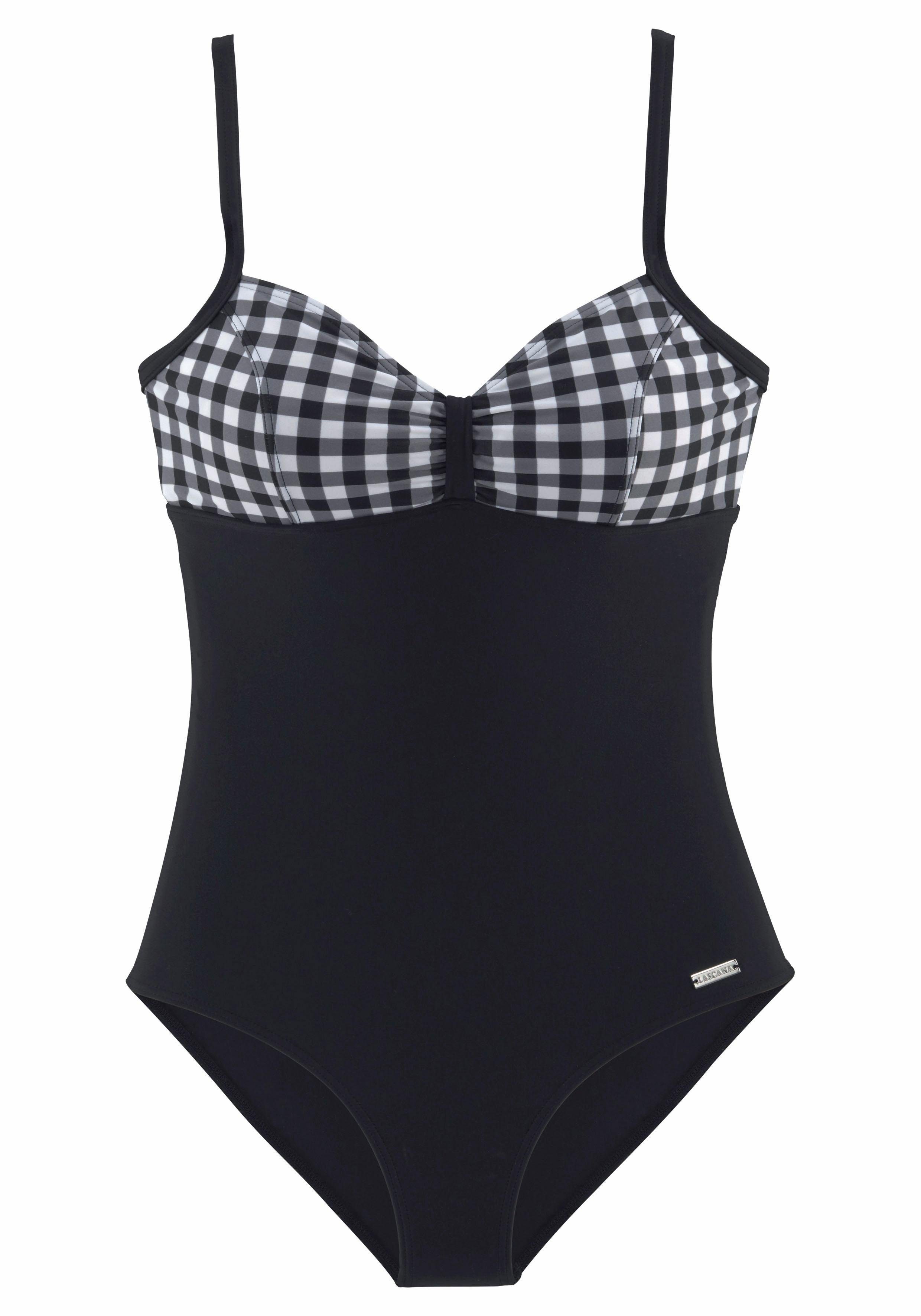 LASCANA Badeanzug mit schwarz-weißen Kontrastdetails und Shaping-Effekt günstig online kaufen