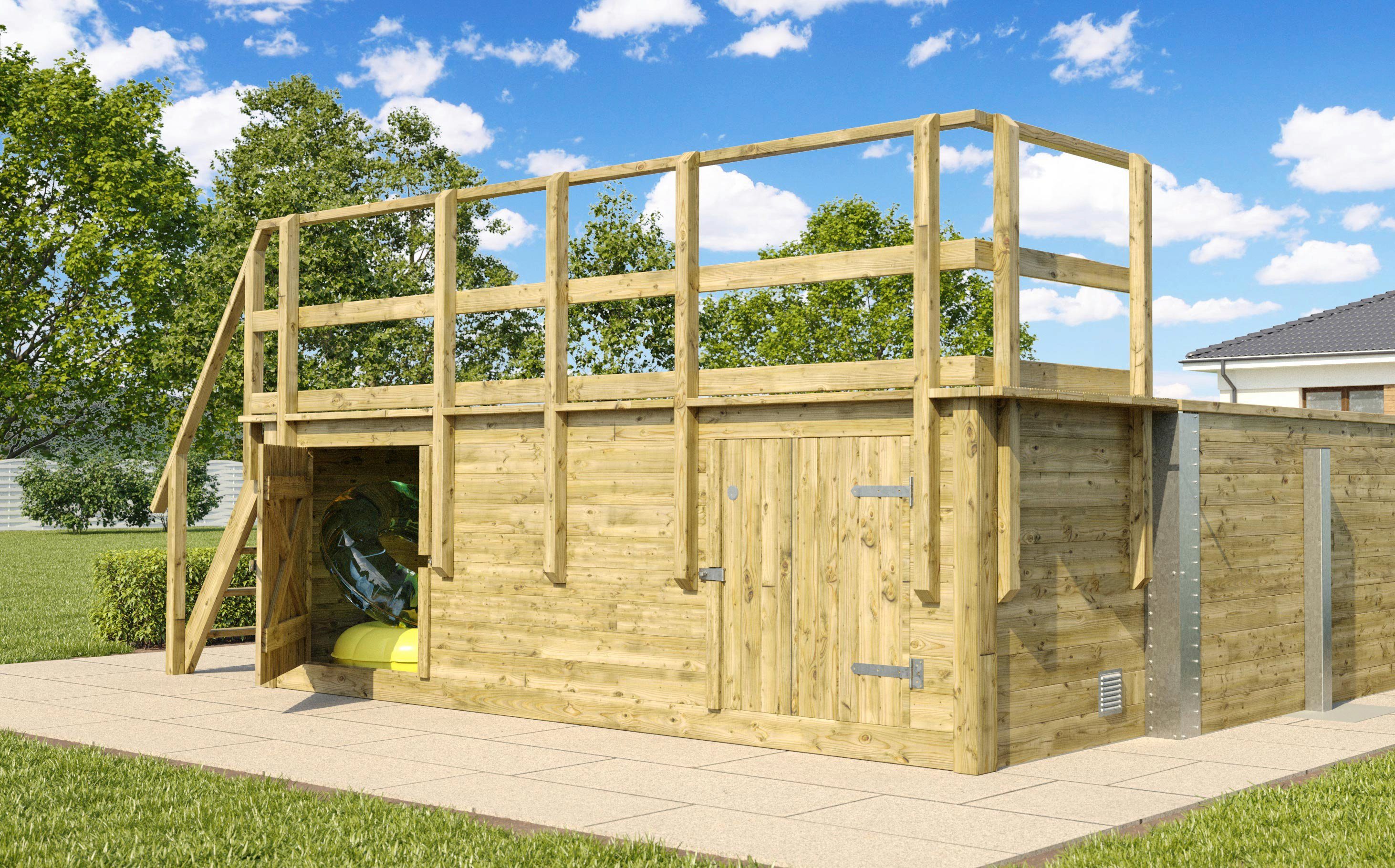 weka Rechteckpool 595 Gr. 2 mit Sonnendeck und Technikraum (Set, 10-tlg), BxLxH: 416x644x116 cm, verschiedene Folienfarben