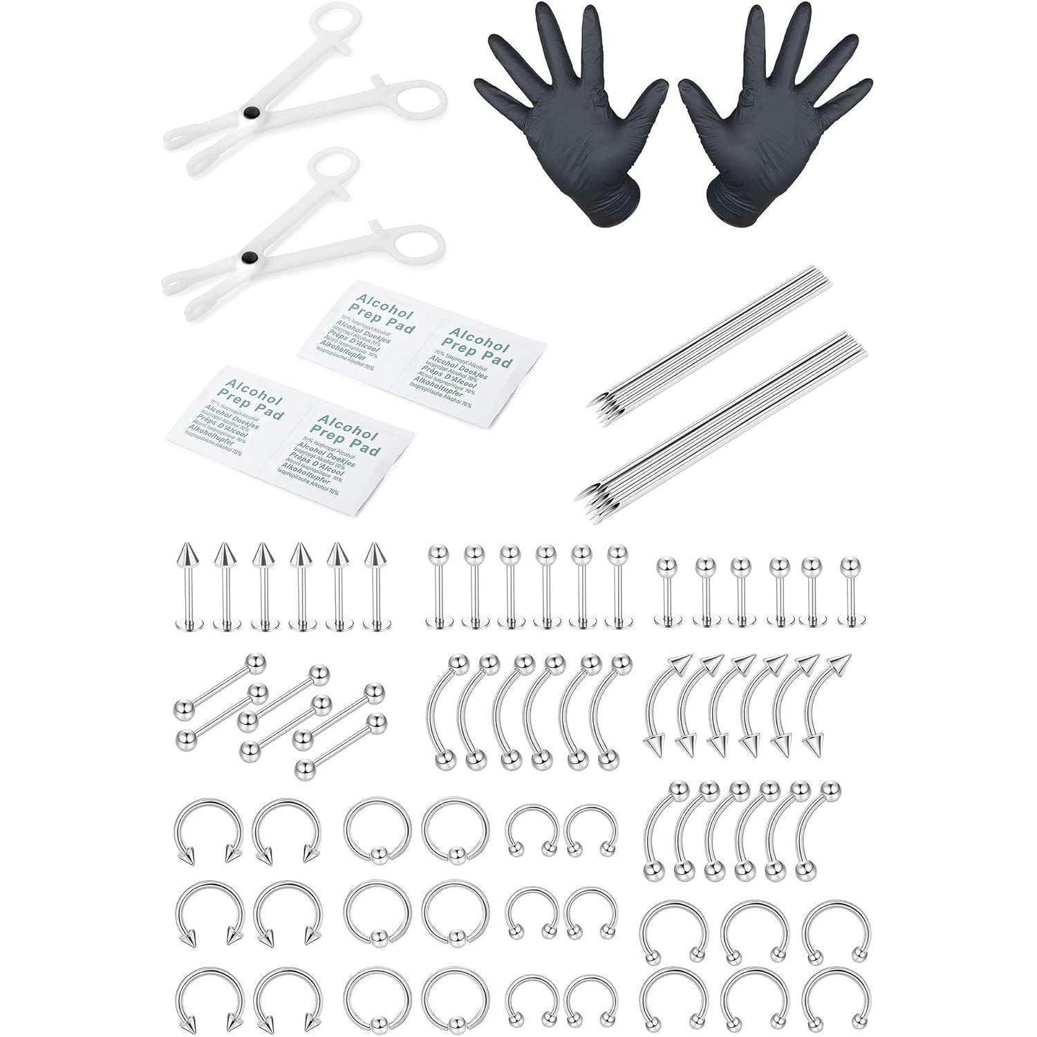 LOLIAS Piercing-Set 84 Stück Professionelles Piercing Kit Edelstahl Körper günstig online kaufen