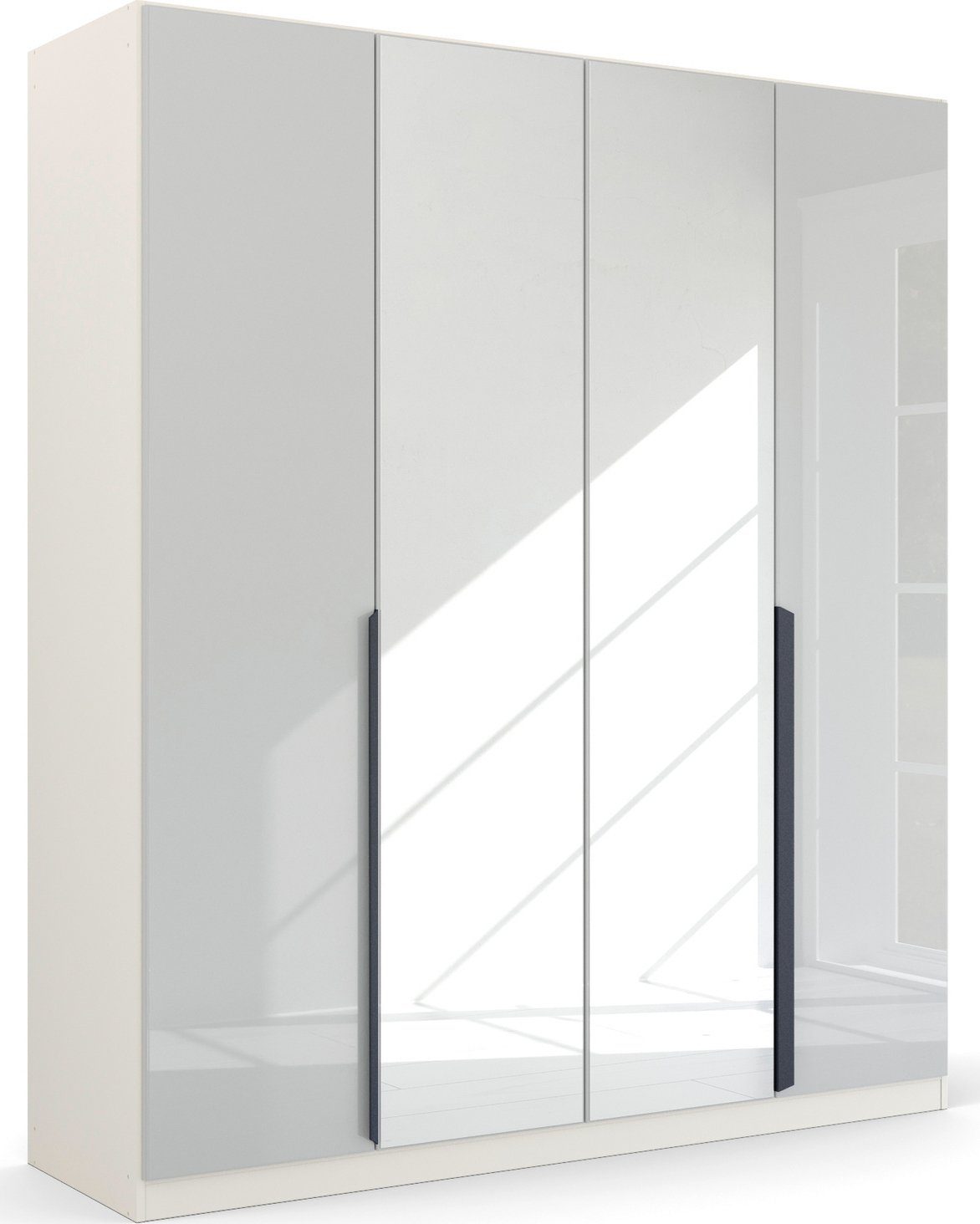 rauch Drehtürenschrank Kleiderschrank Schrank Garderobe Ankleide MODERN BY QUADRA SPIN (Breiten: 181/226/271 cm, Höhe 210 cm) mit Spiegel und hochwertiger Glasfront, Stangengriff MADE IN GERMANY