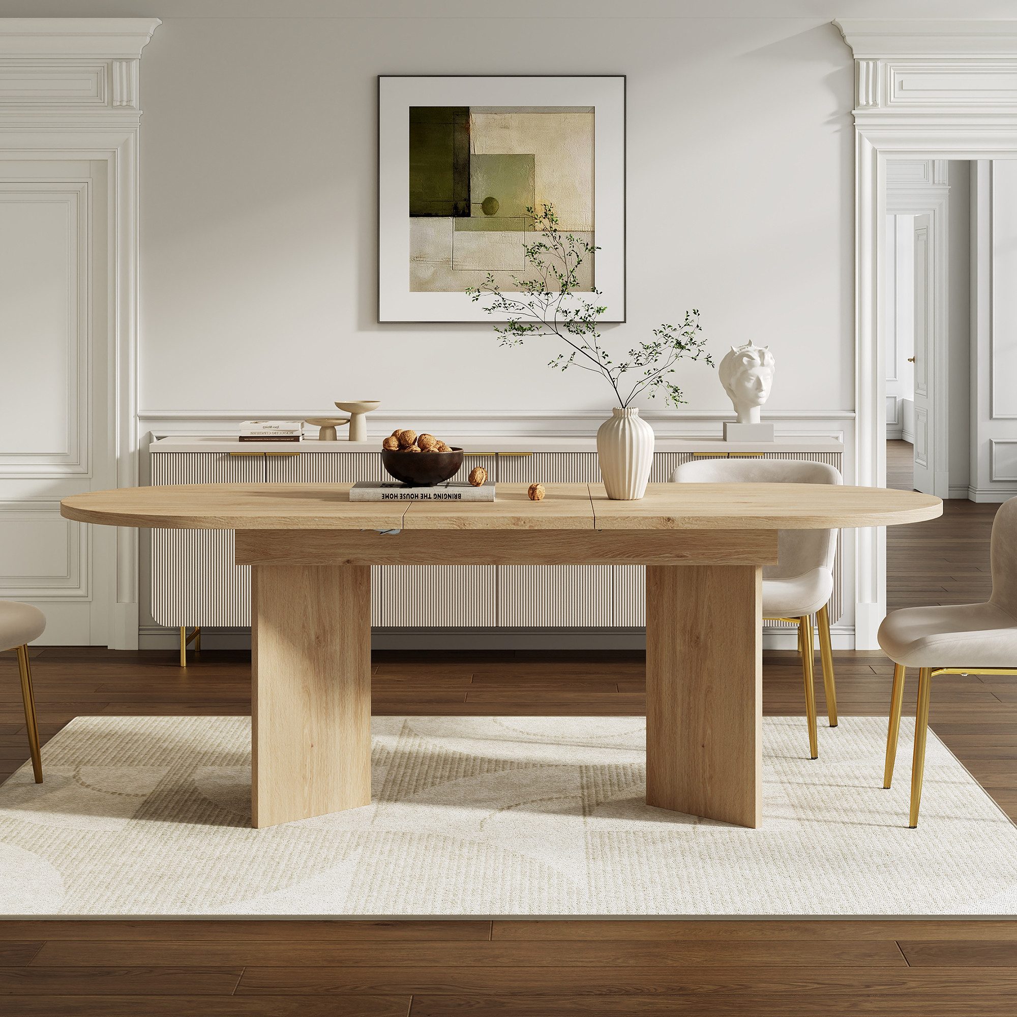 HAUSS SPOLE Esstisch aus MDF,Küchentisch Wohnzimmertisch mit abgerundeten E günstig online kaufen