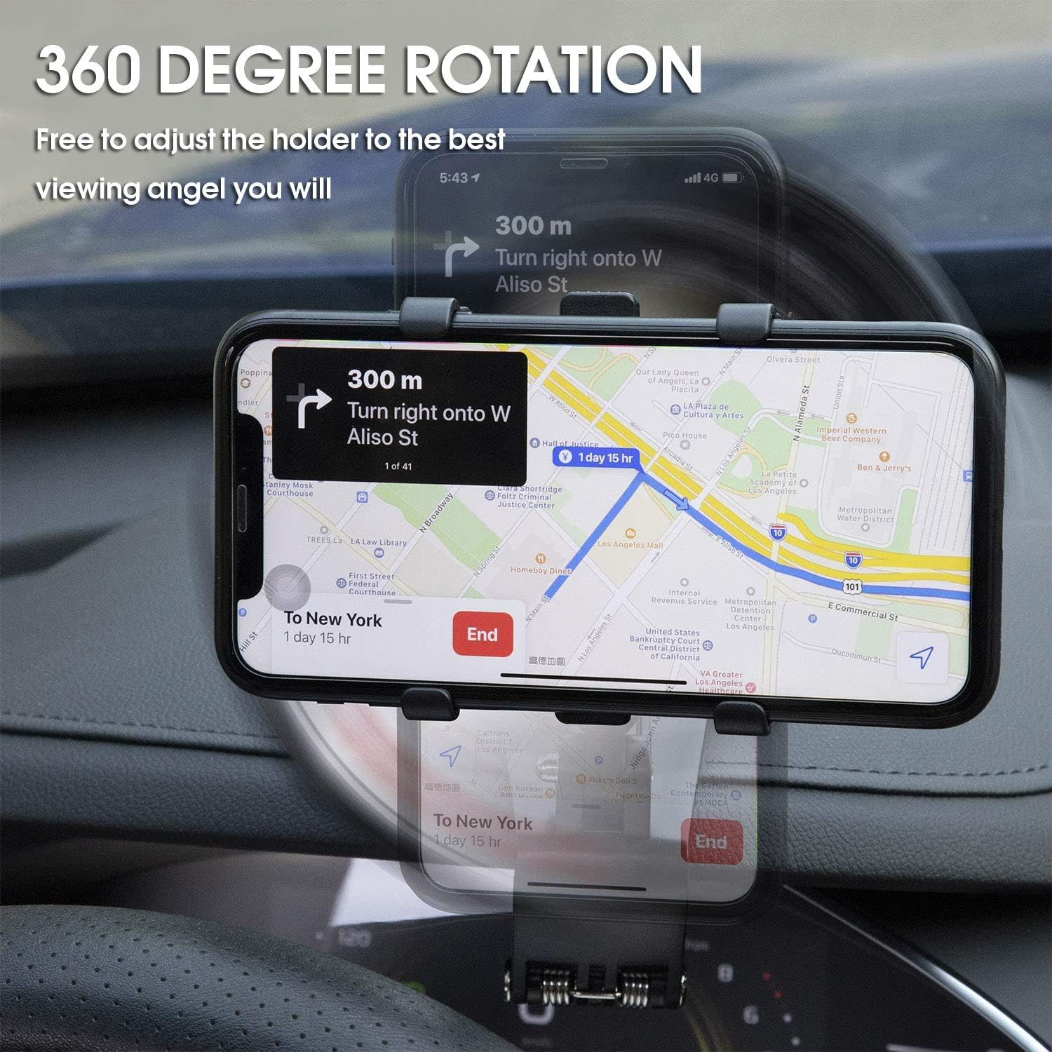 FELIXLEO 2 Auto Handyhalter 360 Grad Dashboard Clip 4 bis 7 Zoll Smartphone-Controller (1 St)