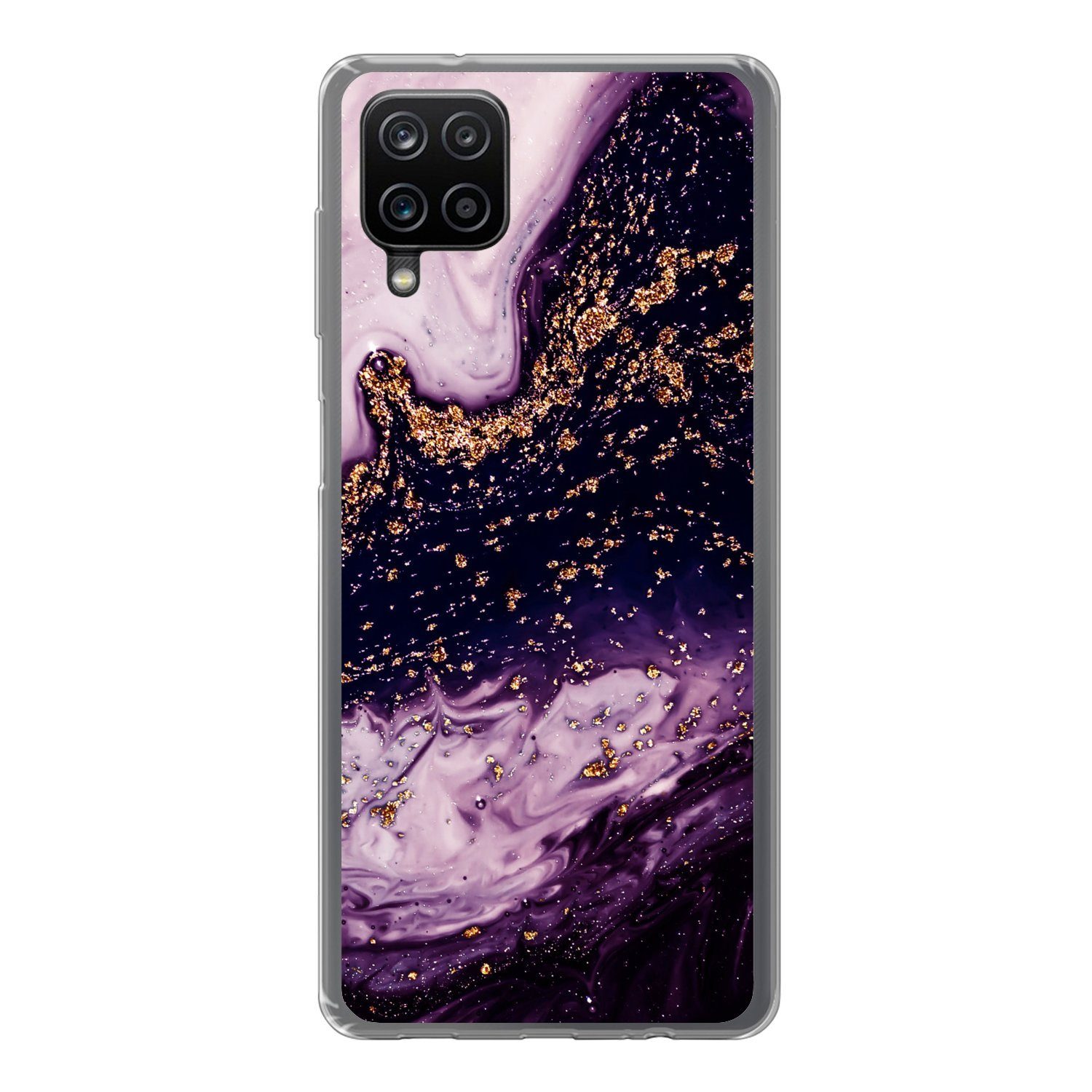 MuchoWow Handyhülle für Samsung Galaxy A12 Marmor - Gold - Naturstein, Smartphone-Bumper, Print, Handy Schutzhülle Dünn