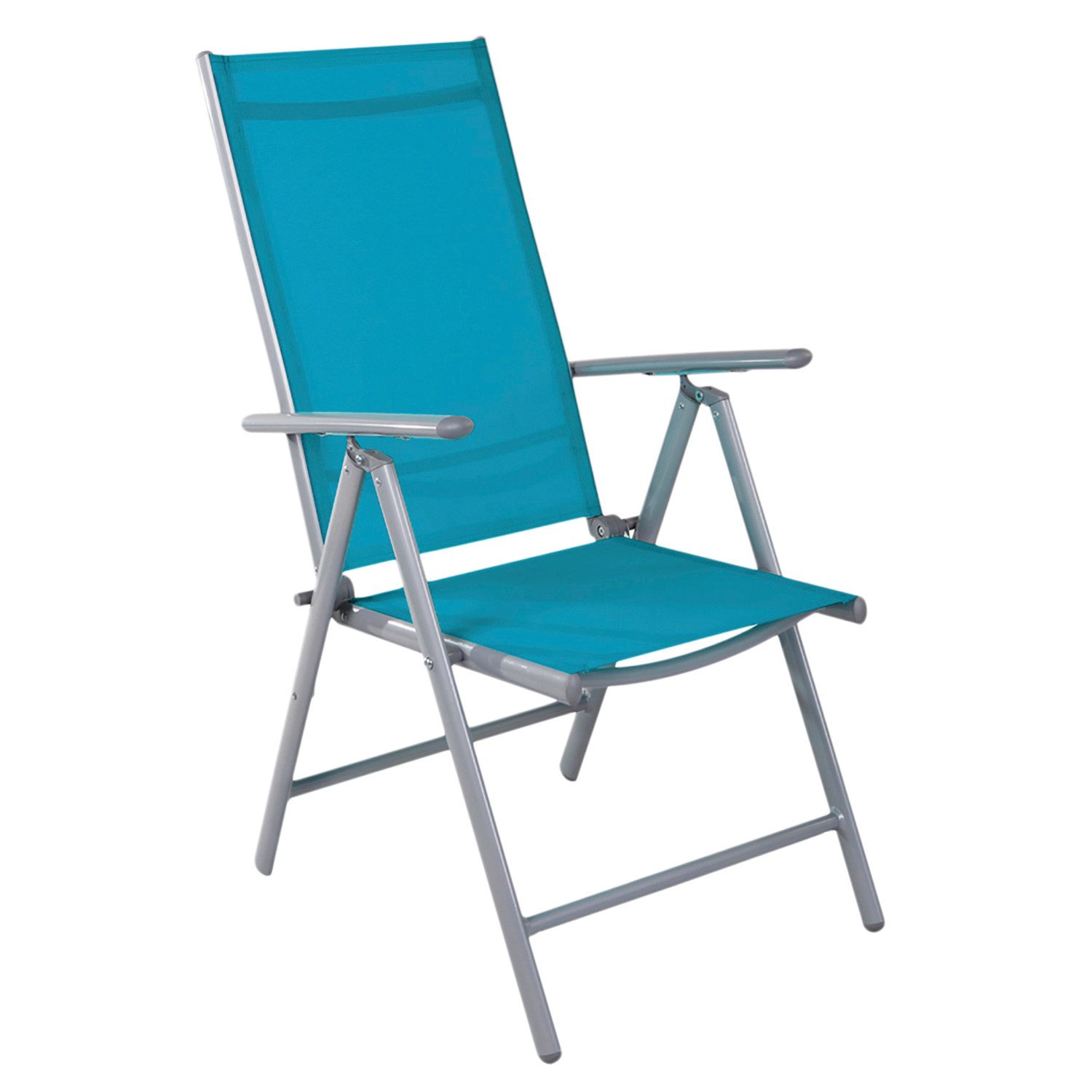Mojawo Armlehnstuhl 2er Set Garten Klappstuhl Aluminium - Textilen Silbergrau/Petrol