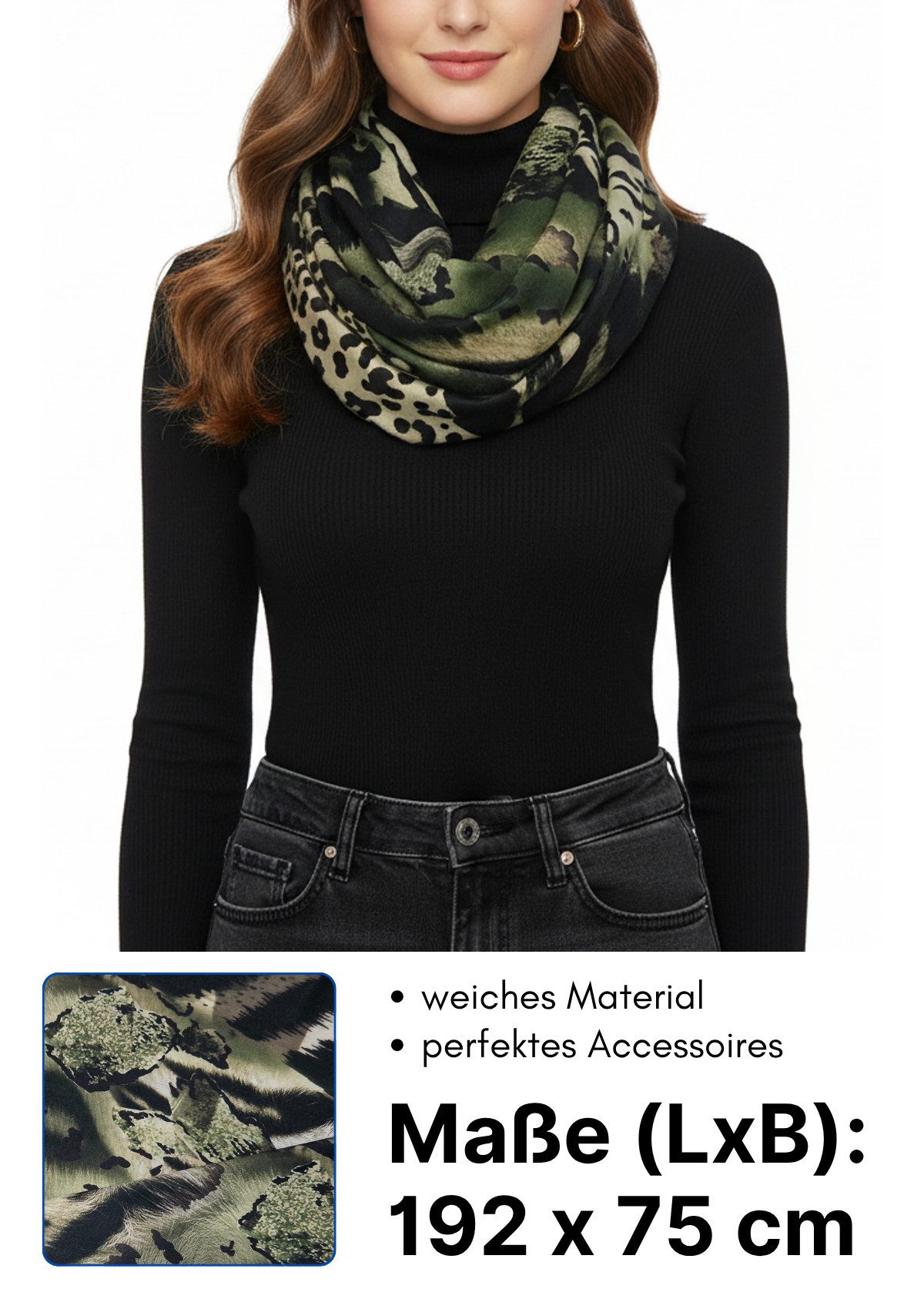 dy_mode Loop Damen Loopschal mit Animal-Print Rundschal Schlauchschal, Animal-Print im Leo-Tiger-Look