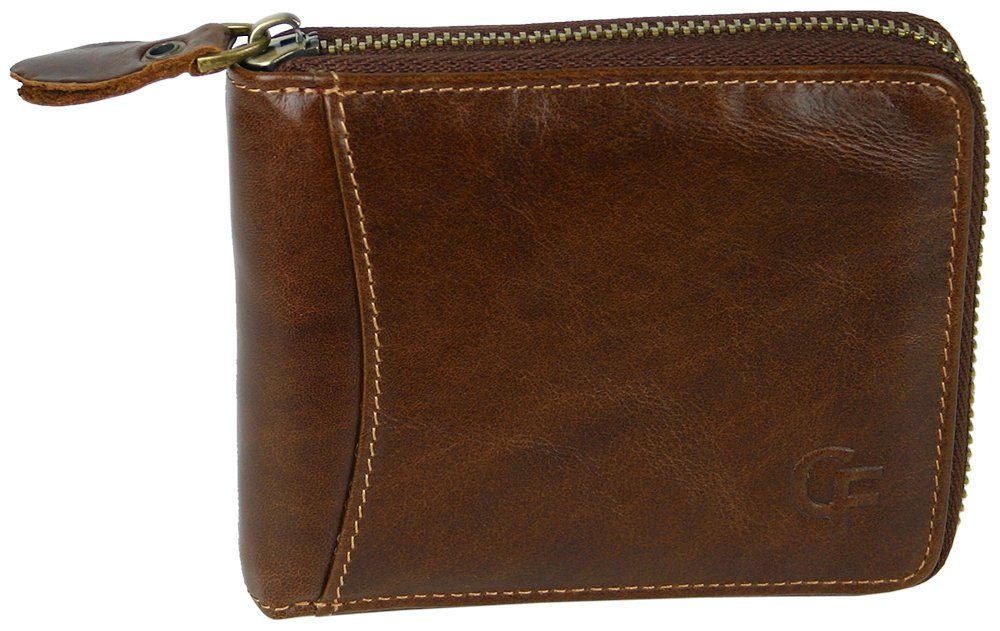 CF CATTERFELD Geldbörse - Herren Leder Portmonee mit umlaufendem Reißverschluss, RFID-Schutz