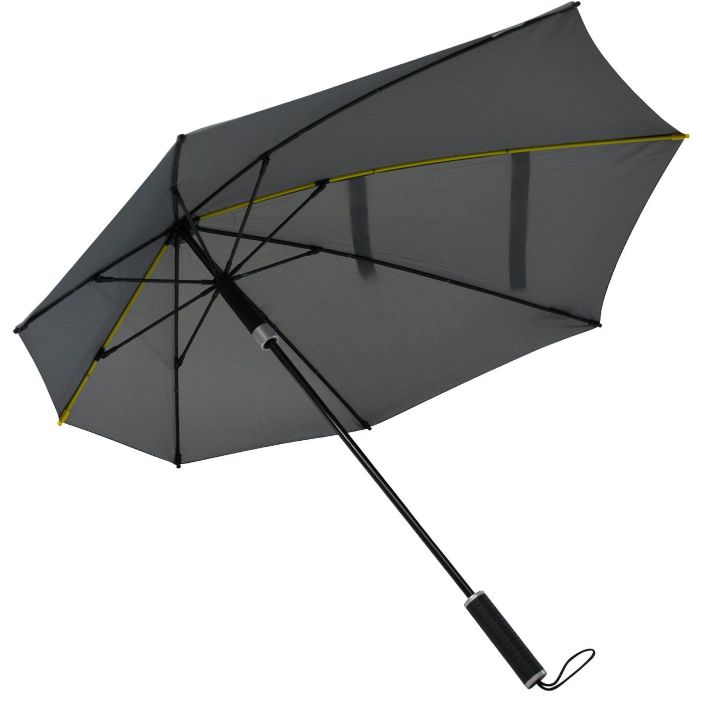 100 seine hält Wind, Sturmschirm aus den sich STORMaxi durch der zu km/h dreht Form bis Impliva in grau Schirm aerodynamischer Regenschirm, Stockregenschirm besondere