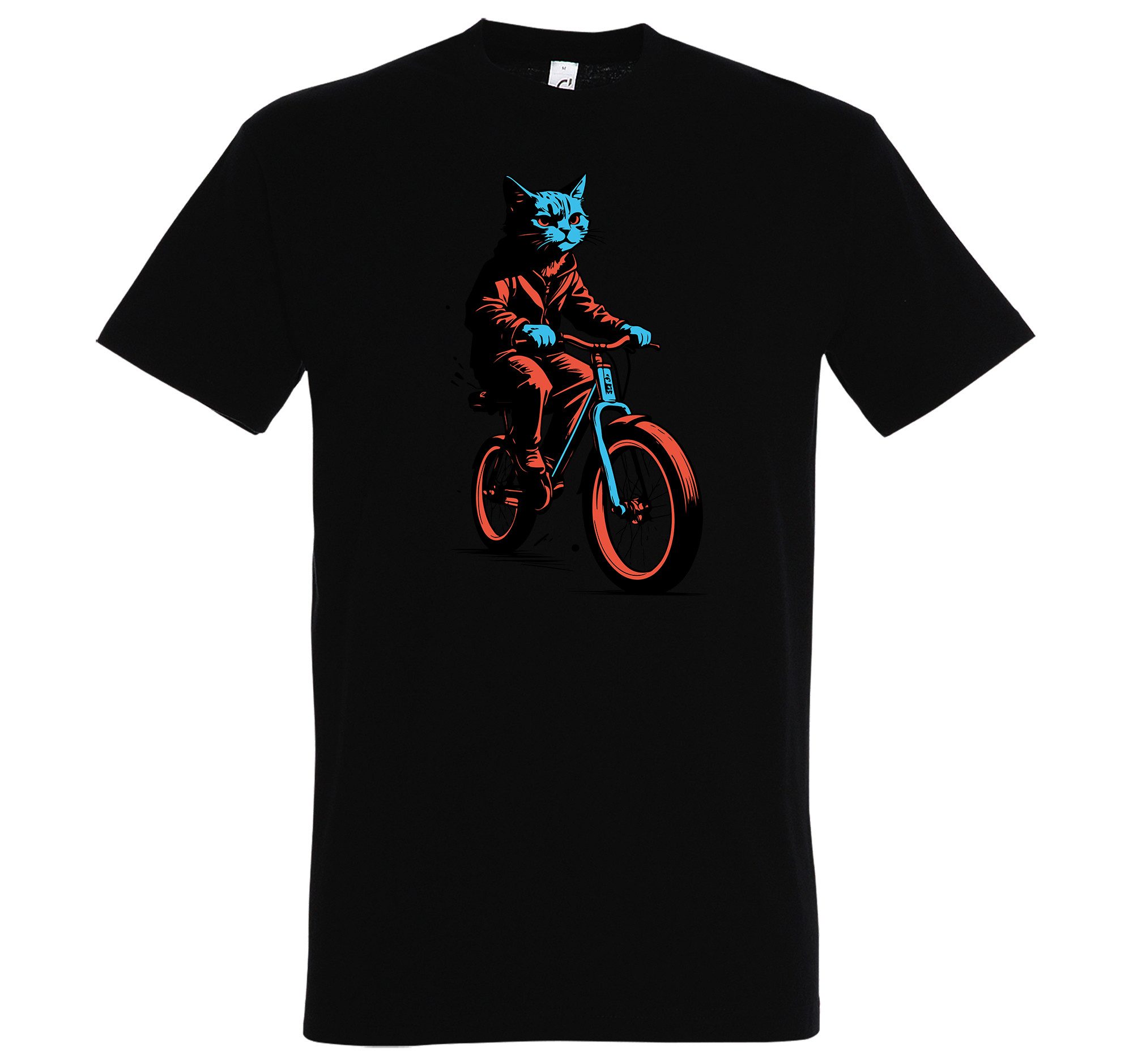 Print-Shirt Katze Fahrrad Herren T-Shirt