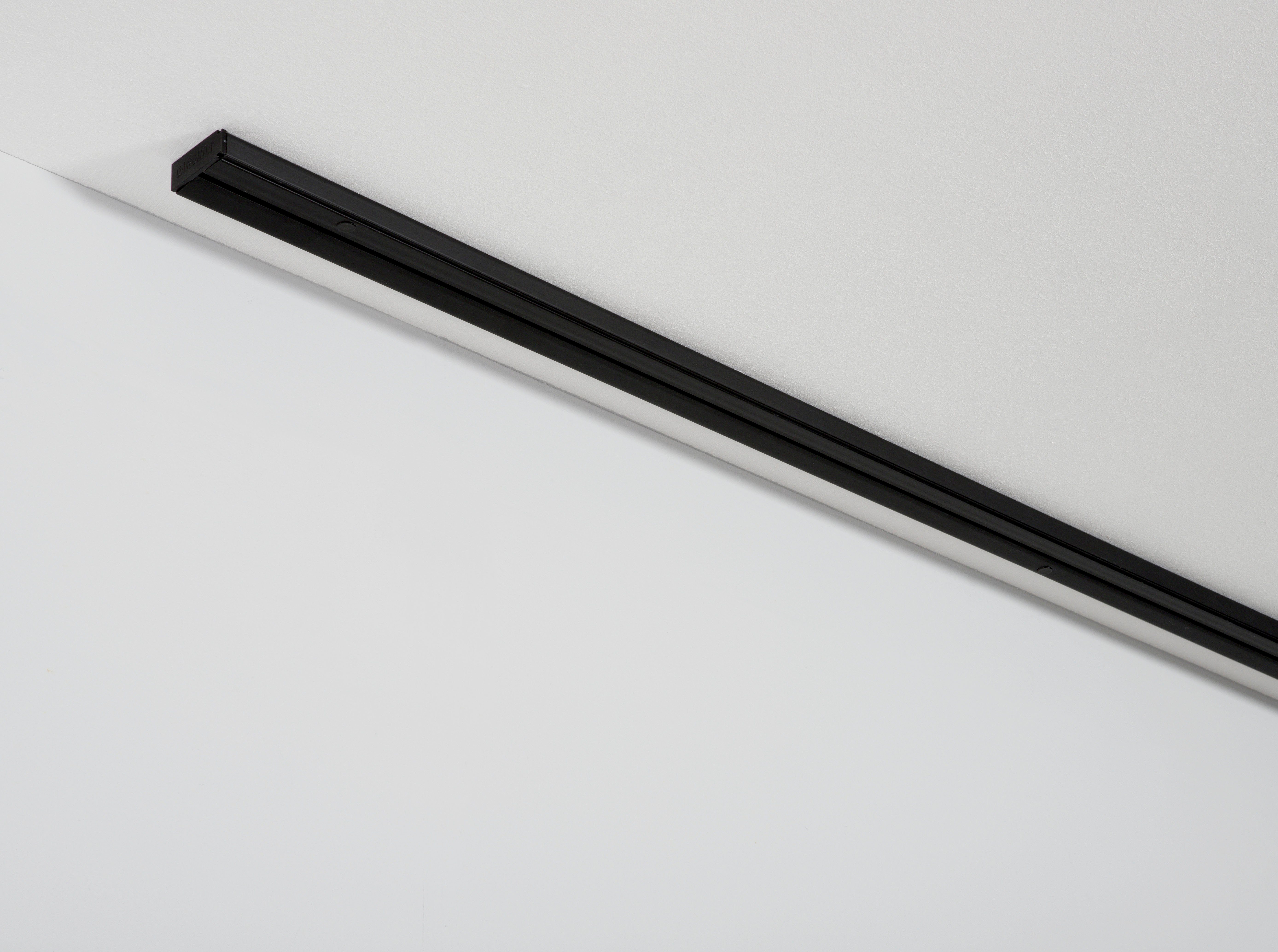 GARDINIA Vorhangschiene schwarz, 1-läufig, mit Bohren, Kunststoff, mit Bohren, verschraubt, Serie GK1
