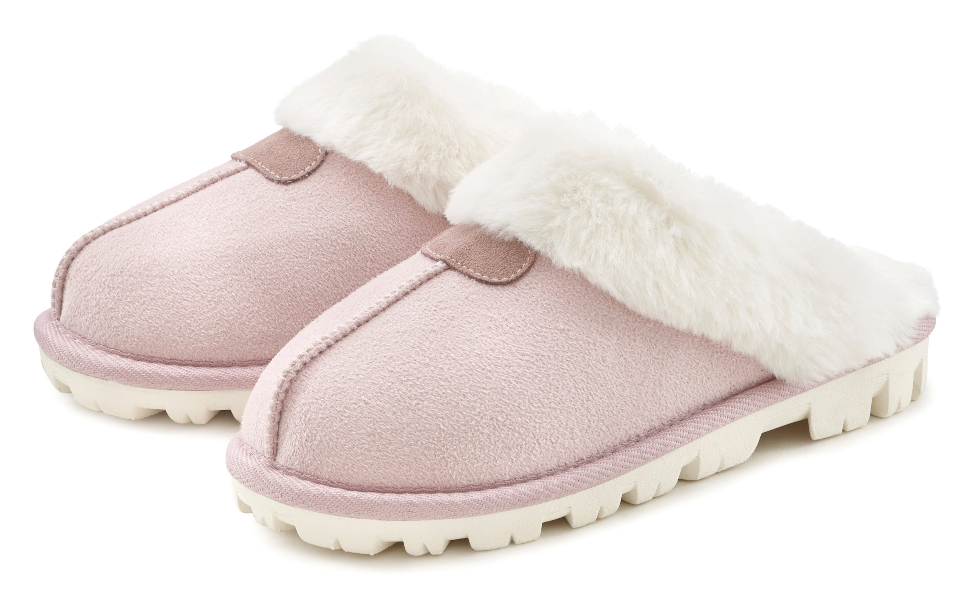 Vivance Plüsch Hausschuhe Pantoffeln, Clogs, Schlappen, Pantolette mit Warmfutter VEGAN