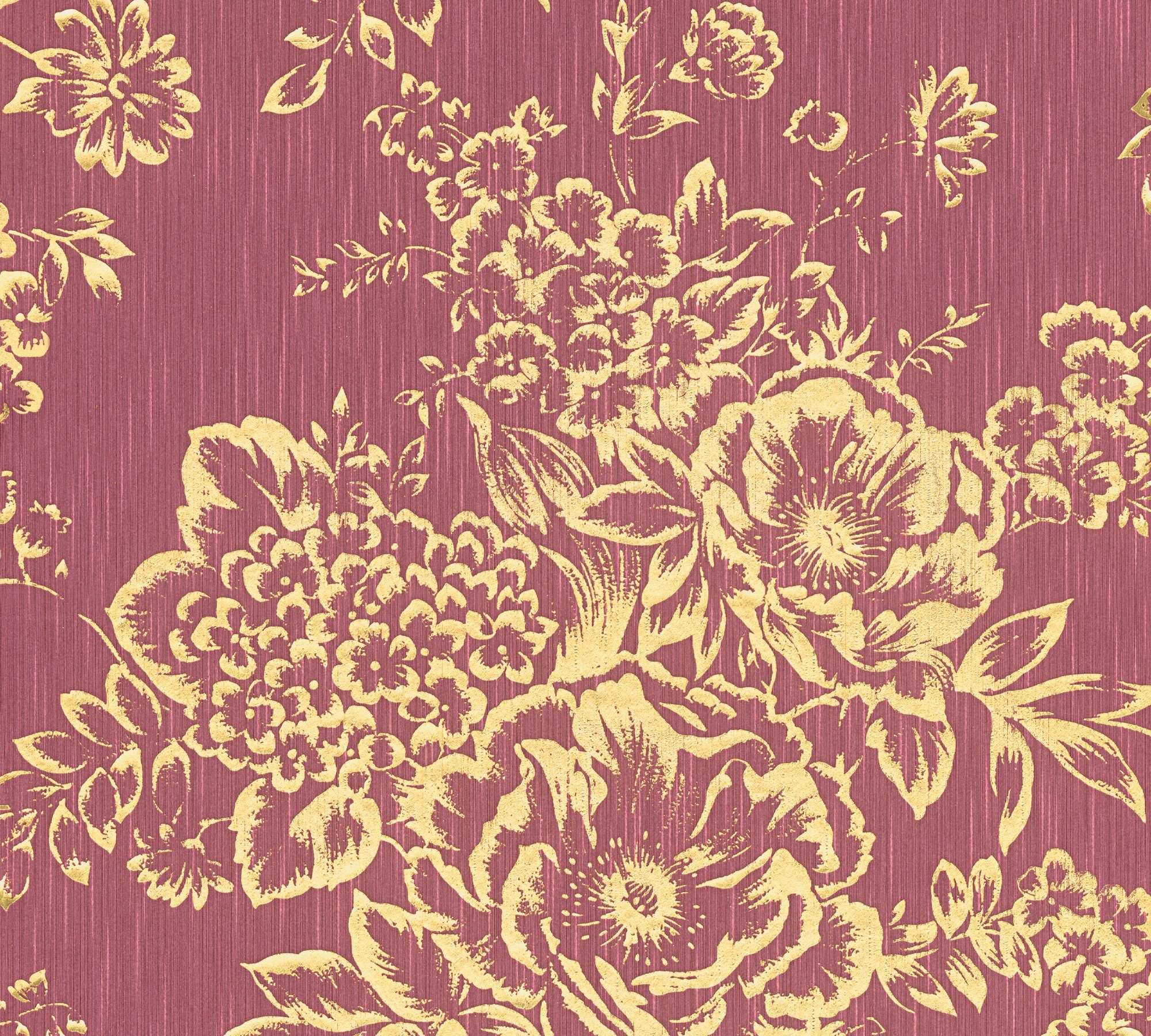 Architects Paper Textiltapete Blumen Tapete floral, samtig, Silk, glänzend, gold/rot Metallic Barocktapete matt