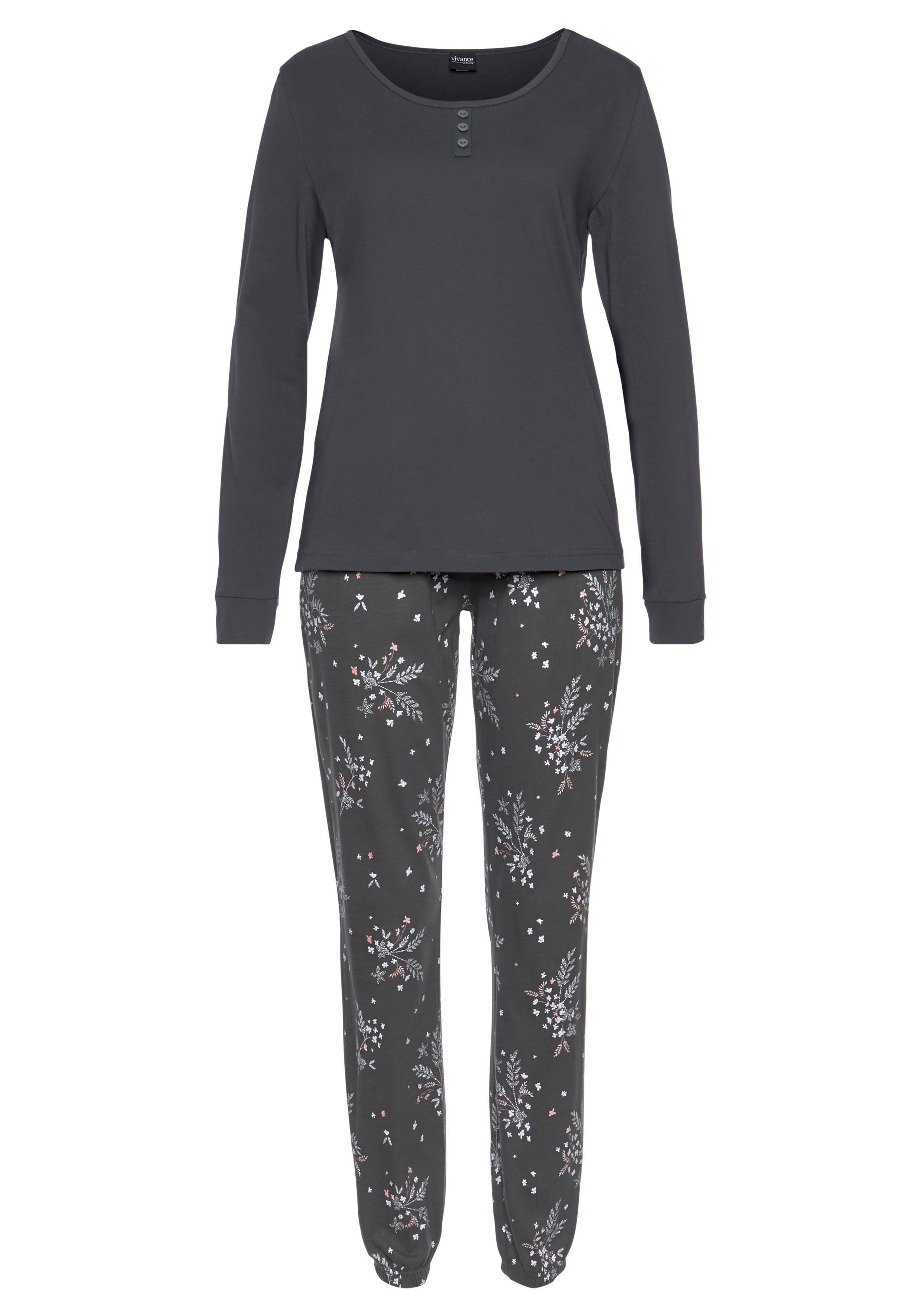 Vivance Dreams Pyjama (Packung, 4 tlg., 2 Stück) mit feinem Blumenprint