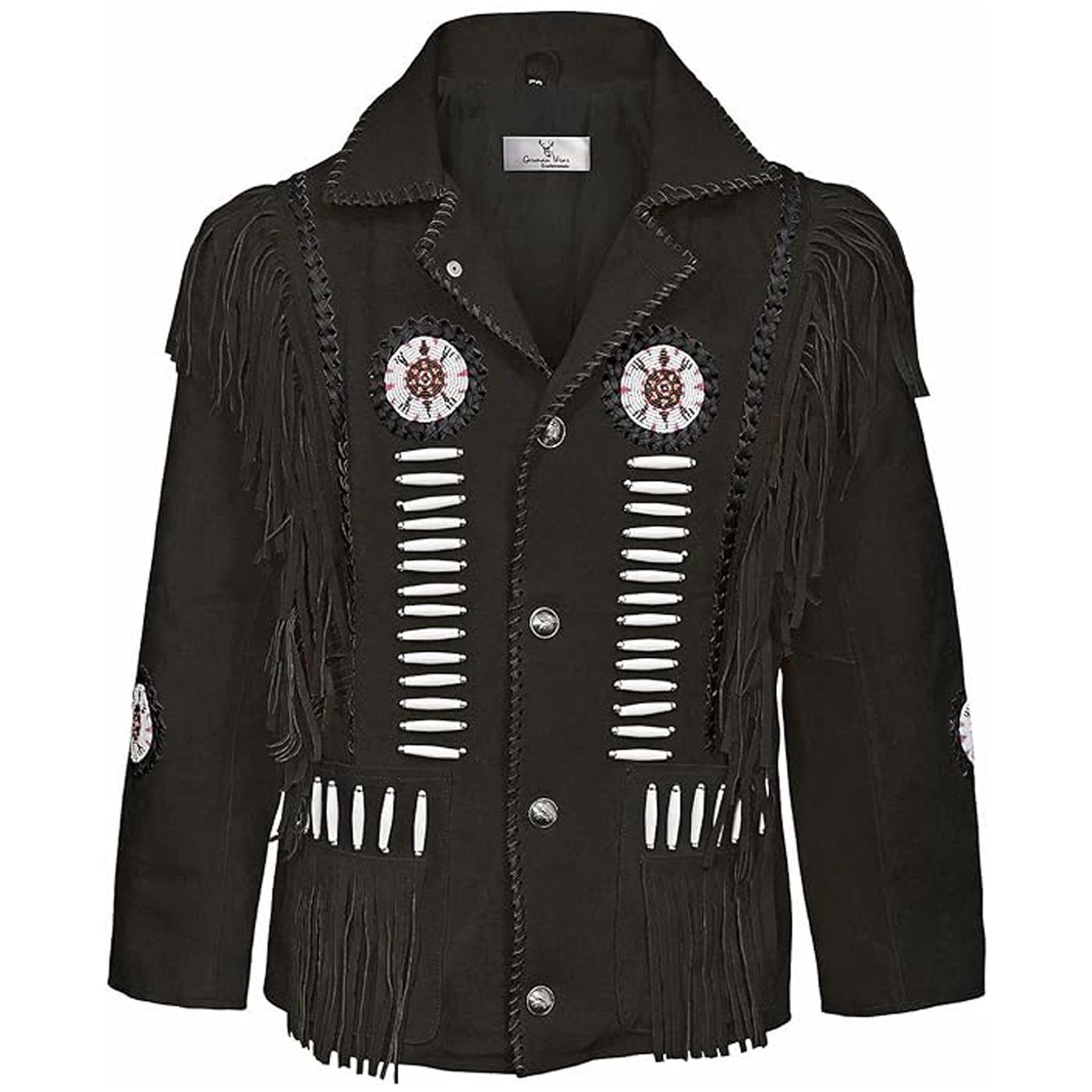 German Wear Trachtenjacke GW958J Herren Westernjacke Lange Reiter Jacke Western-Lederjacke