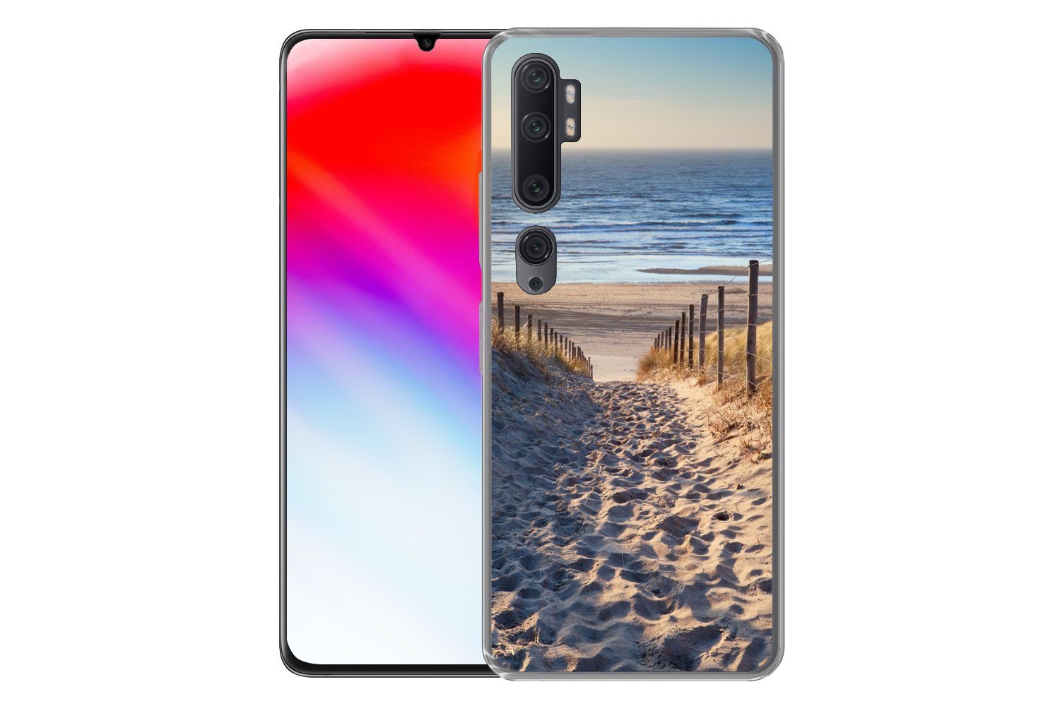 MuchoWow Handyhülle für Xiaomi Mi Note 10 Strand - Meer - Niederlande - Dünen - Sonne