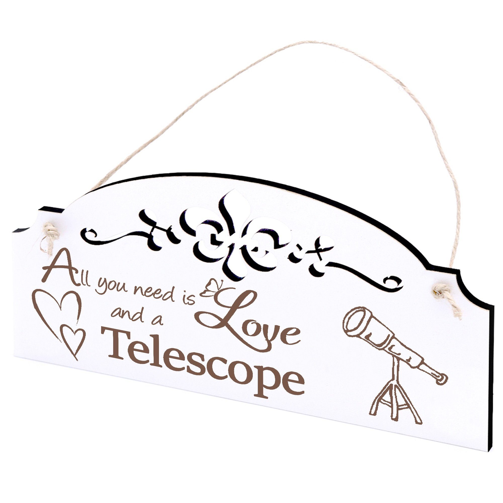 Dekolando Hängedekoration Teleskop Deko 20x10cm All you need is Love