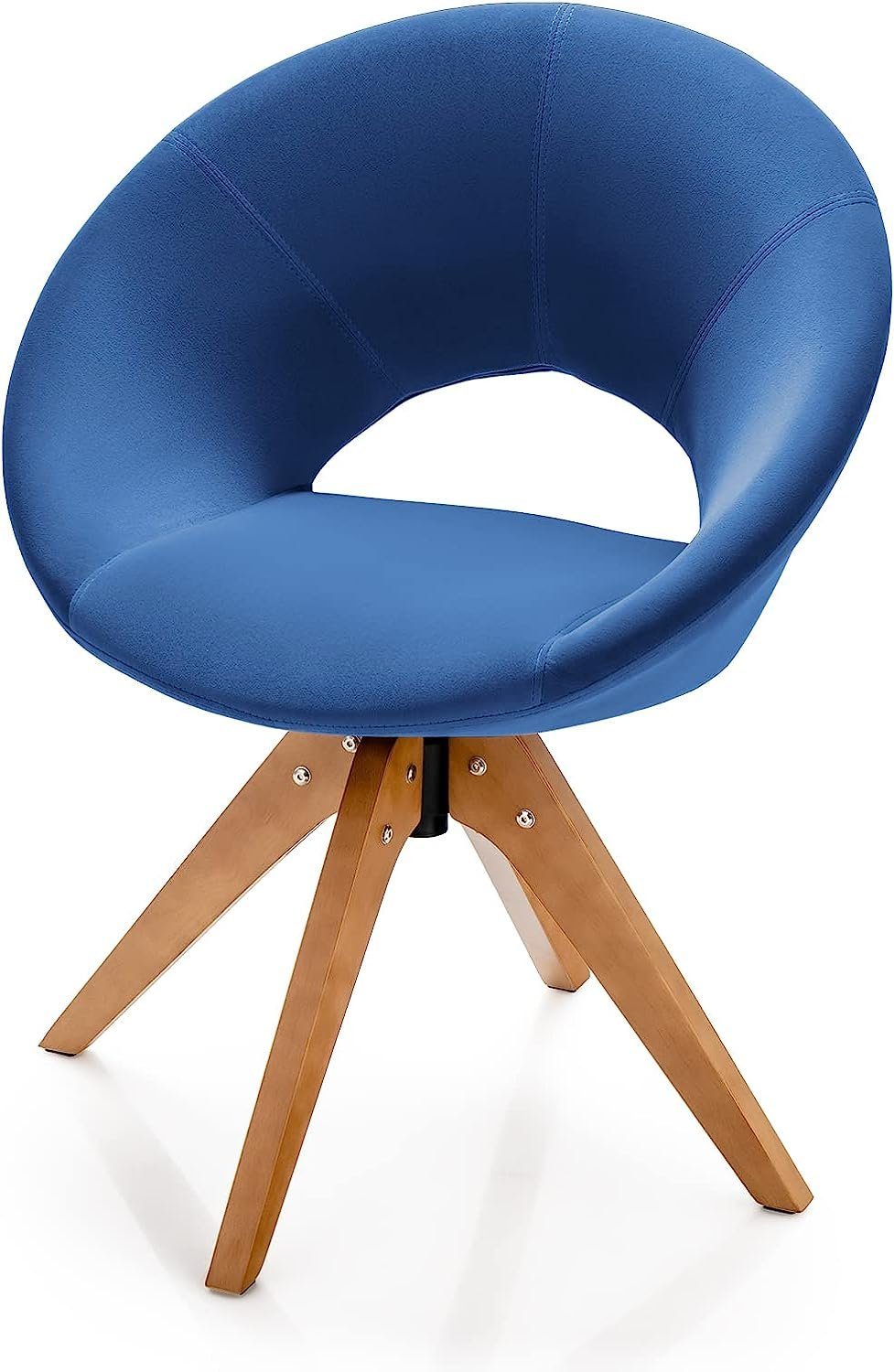KOMFOTTEU Esszimmerstuhl Polsterstuhl, mit 360°Drehung, aus Massivholz blau | Stühle