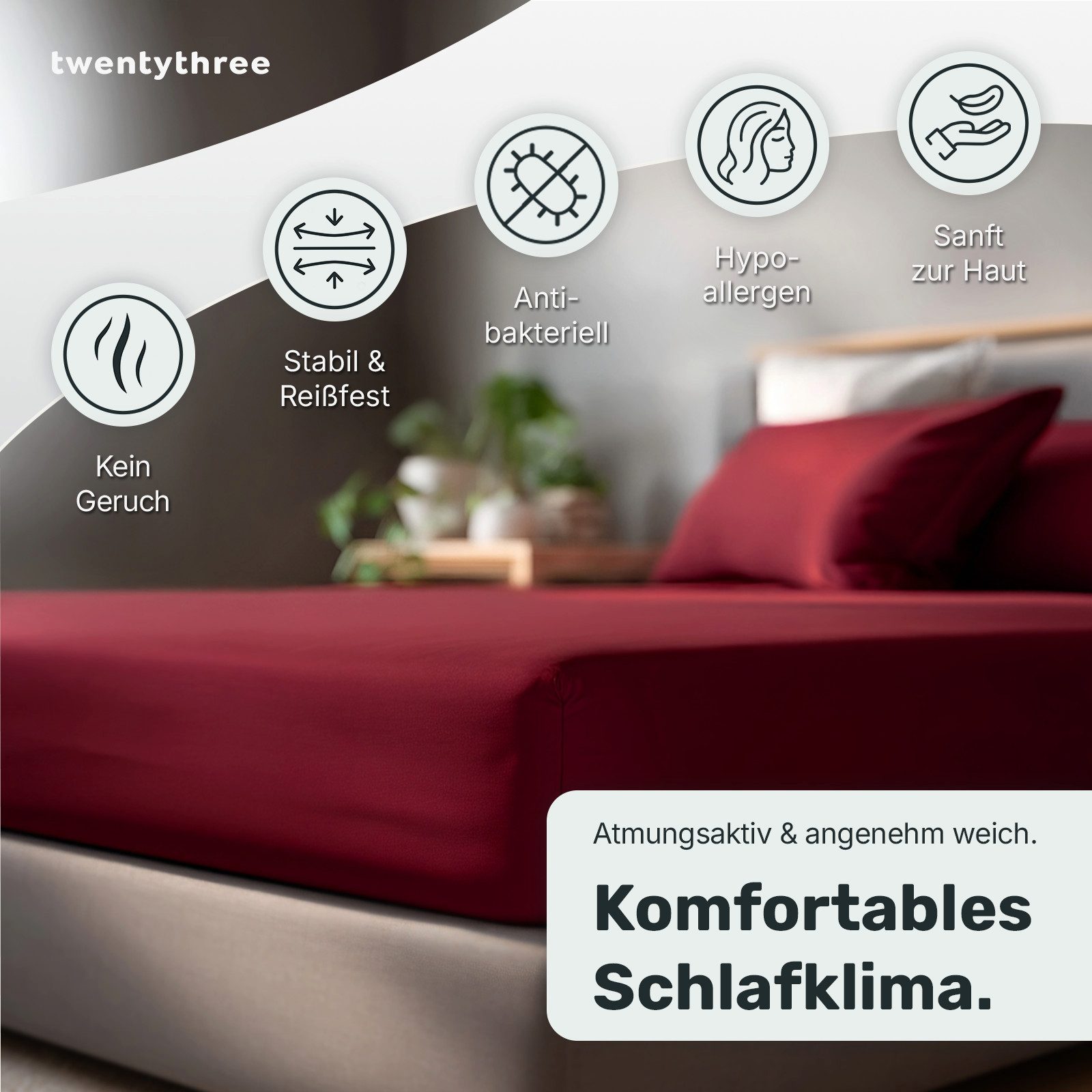 twenty:three® Bettlaken Lyocell Spannbettlaken Biking Red, Lyocell, Atmungs günstig online kaufen