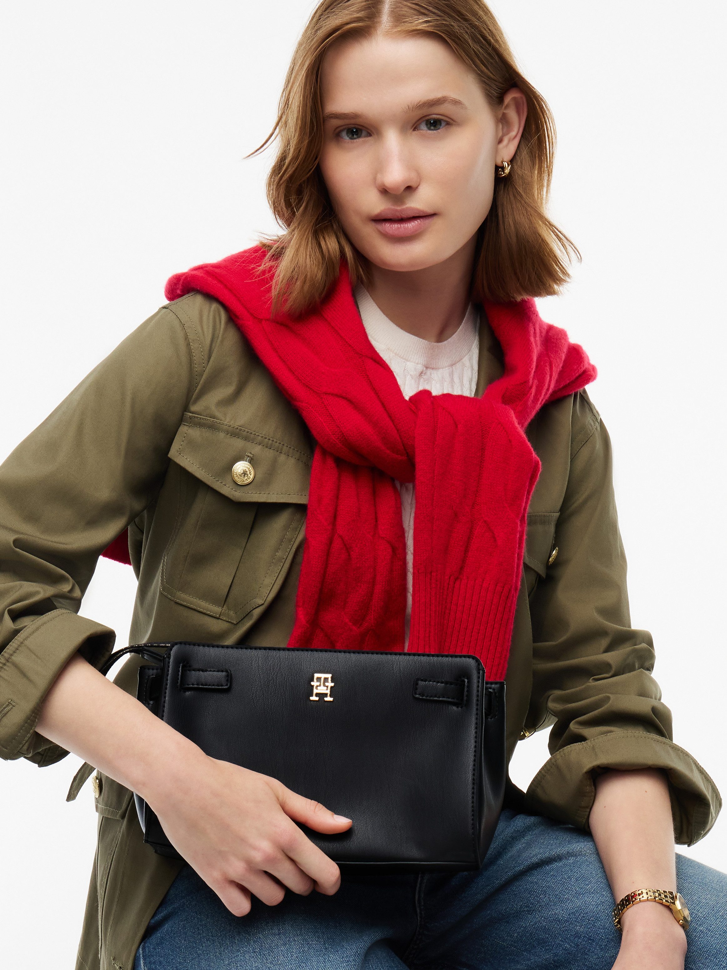 Tommy Hilfiger Mini Bag TH JOY CROSSOVER, Damen Schultertasche, Umhängetasche mit goldfarbenem TH-Logo