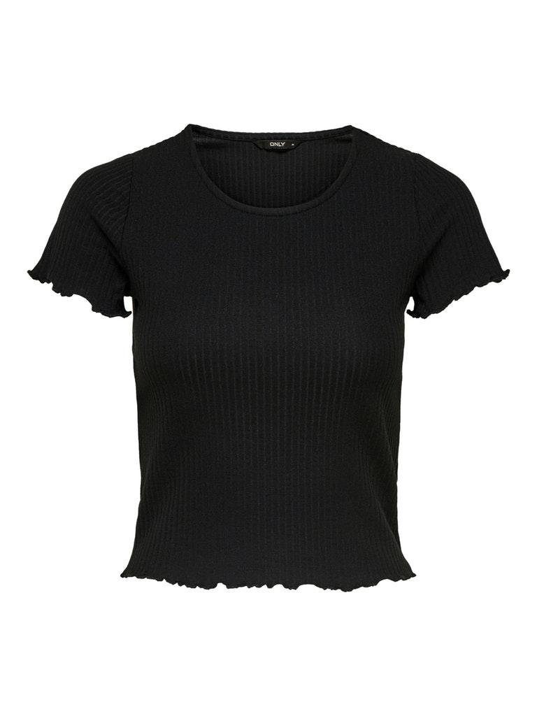 ONLY T-Shirt Gerippt Cropped Kurzes Rundhals günstig online kaufen