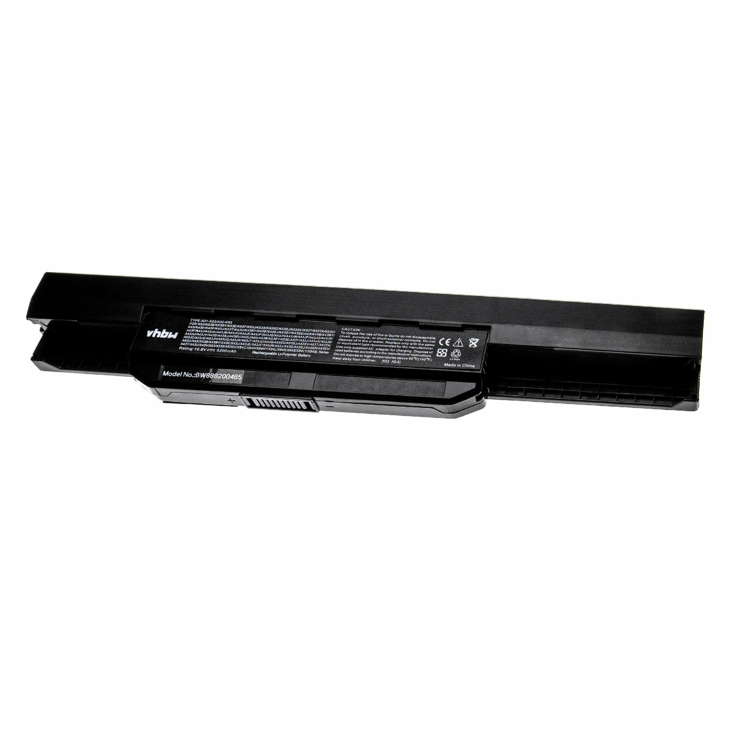 vhbw passend für Asus P43SL, P53, P53E, P53F, P53J, P53JC, P53S, P53SJ, Pro4J, Pro5N, Pro5P, Pro8G, Pro8Q Notebook / Notebook / Netbook Notebook (5200mAh, 10,8V, Li-Ion) Laptop-Akku 5200 mAh