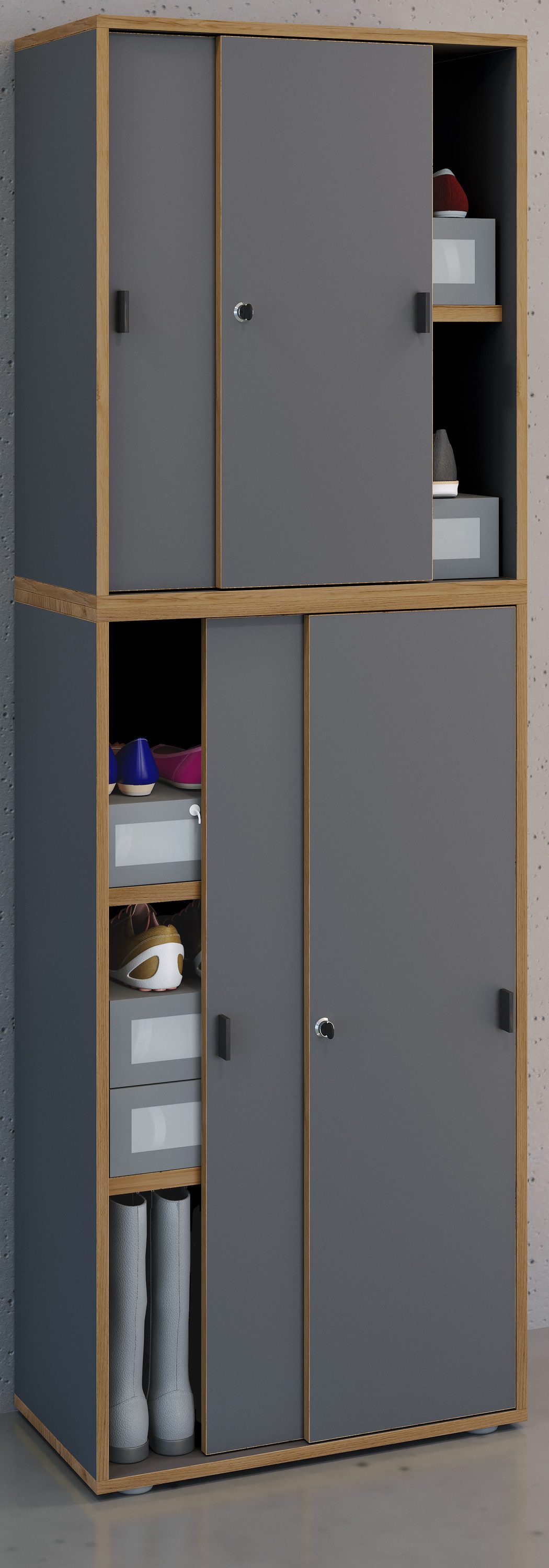 VCM Aktenschrank Büroschrank Aktenschrank Schiebetüren Salia 5fach