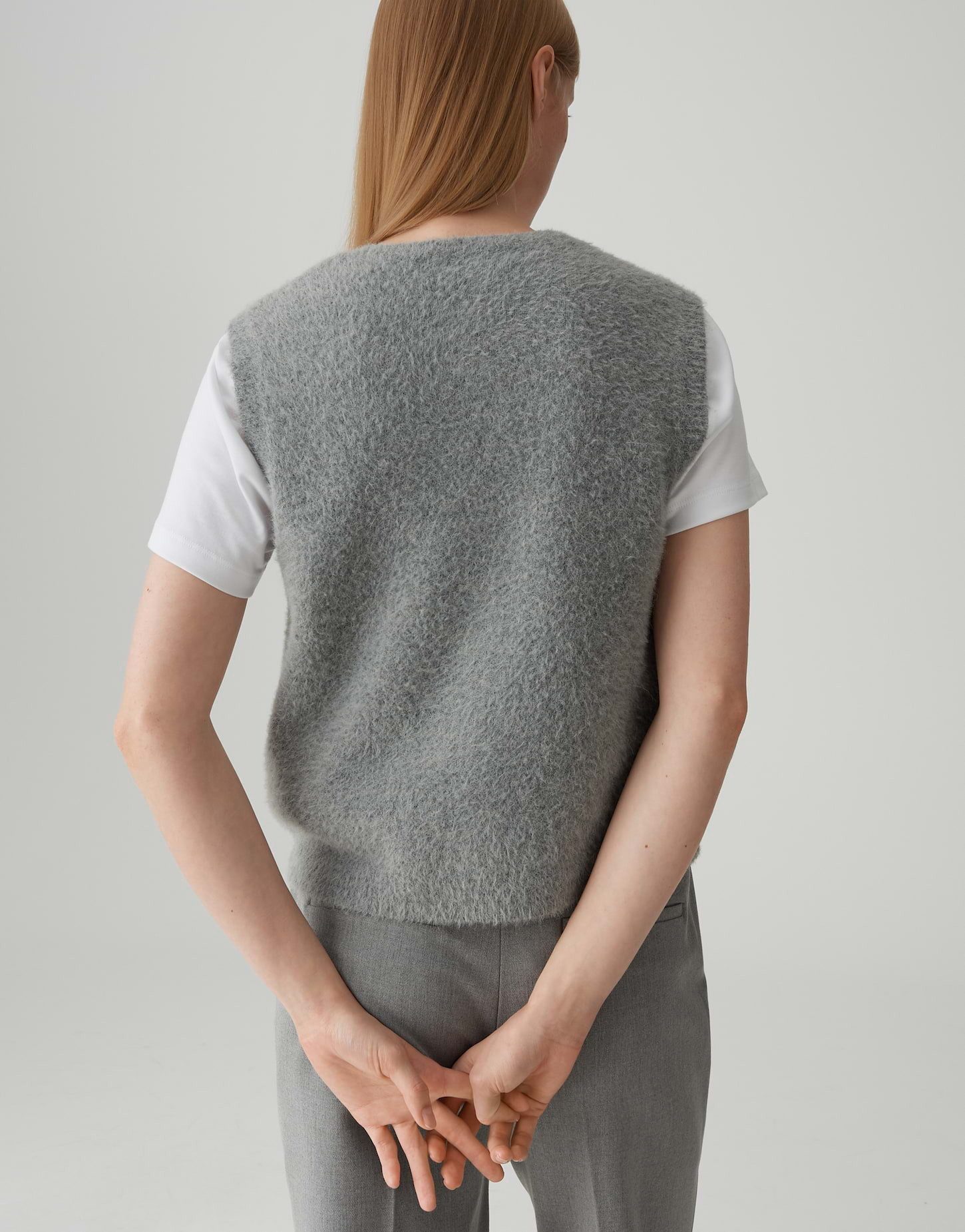 OPUS PANTS Strickweste PORAH Regular im Alpaka Wollmix Knopfleiste, flauschiger Griff