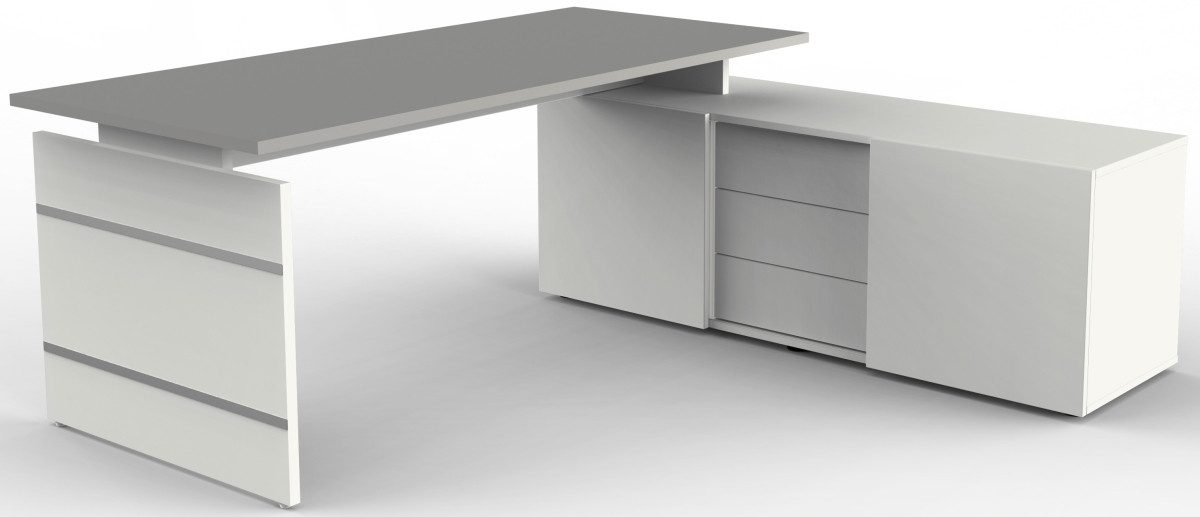 KERKMANN Schreibtisch Komplettarbeitsplatz Form 4 mit Schreibtisch und Sideboard grafit