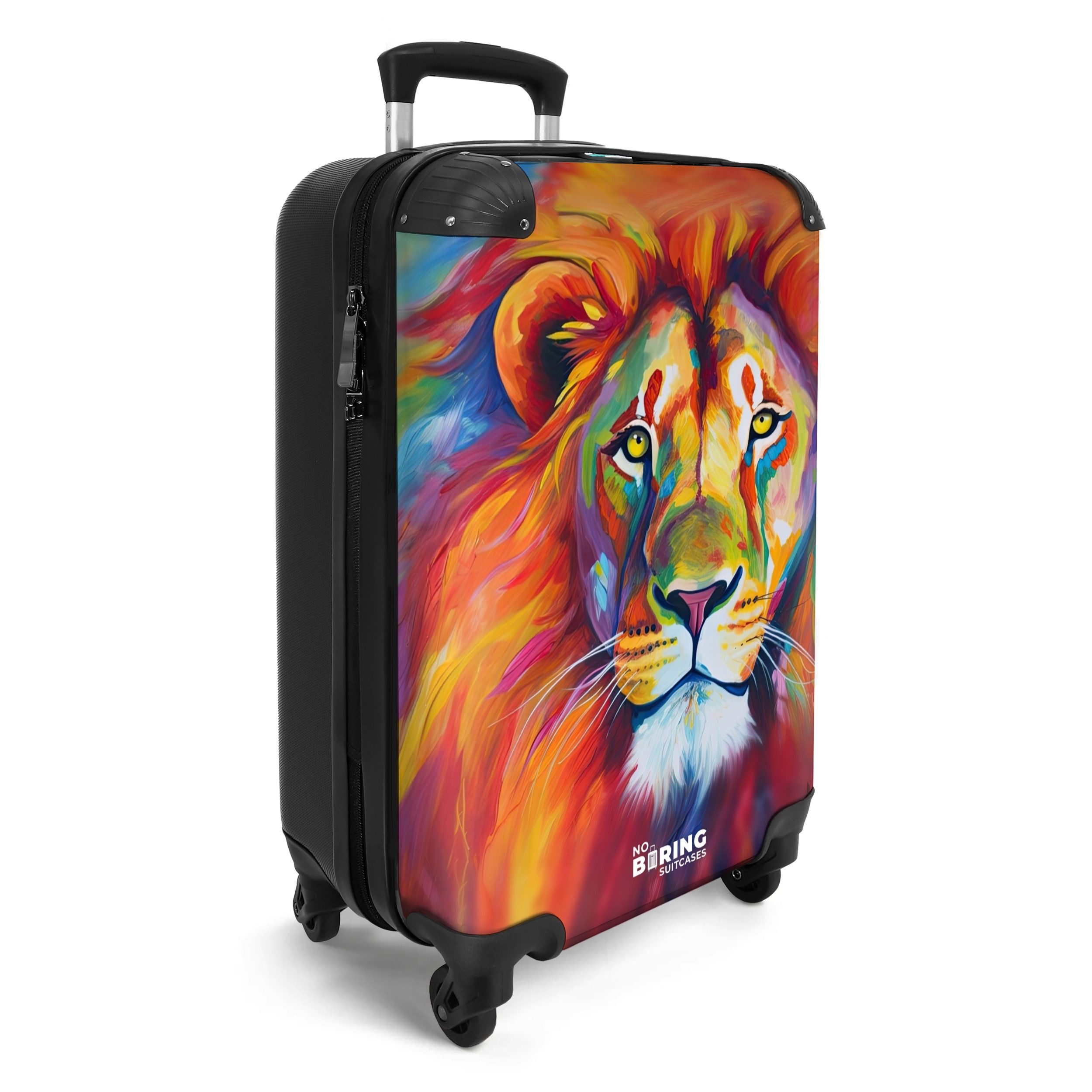 NoBoringSuitcases.com© Hartschalen-Trolley Bunter Löwe in Ölfarbe günstig online kaufen