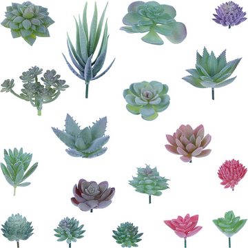Kunstblumenstrauß 18 Stück Künstliche Sukkulenten Grün Unfotted Faux Blume, HIBNOPN