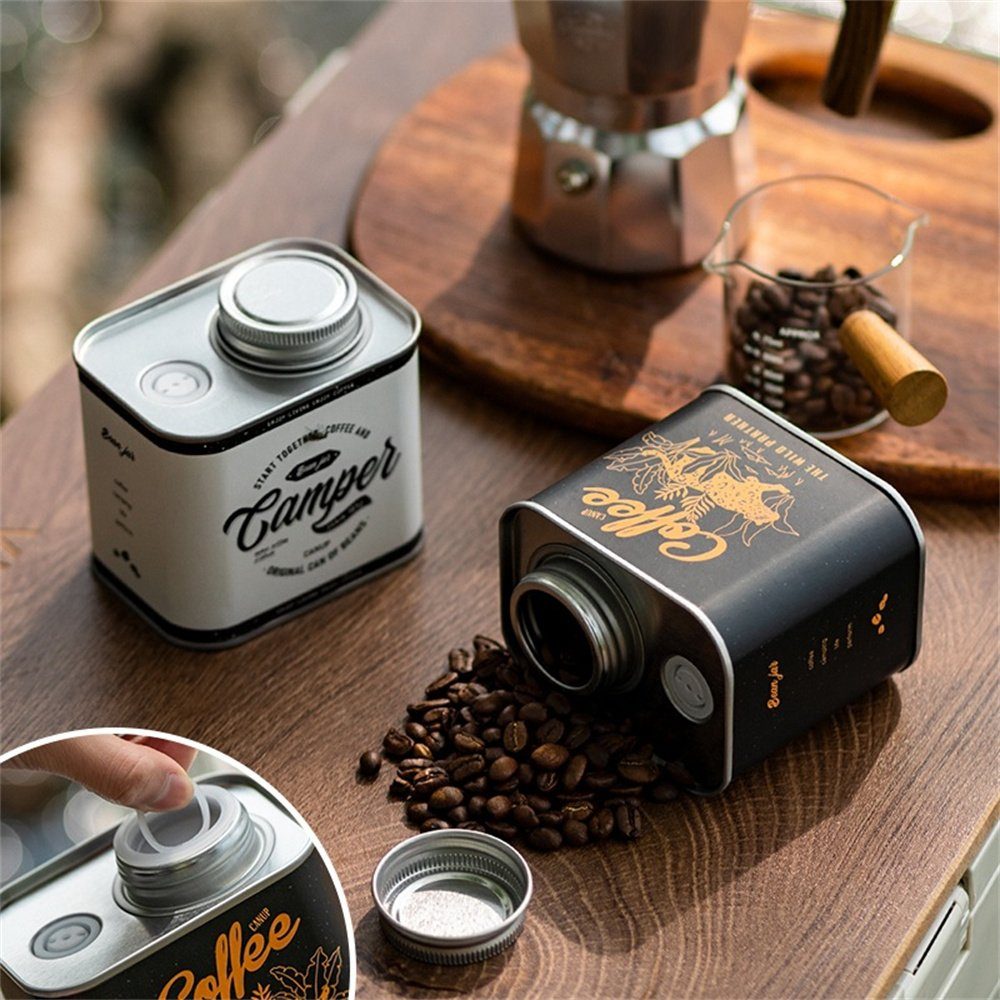 L.Ru House Kaffeedose Camping-Blechdose UG Geschenk-Idee Versiegelte Retro im Coffee für Kaffee-Fans, Kaffeebohnen Weiß Kaffeedose für Art Freien, Dose