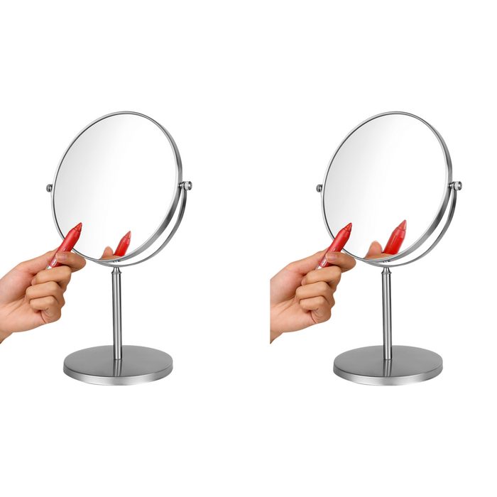 Ambrosya Kosmetikspiegel Schminkspiegel aus Edelstahl mit 5-facher Vergrößerung Bad Make-Up Stand Kosmetik Spiegel (Komplett-Set) 5-fach Vergrößerung